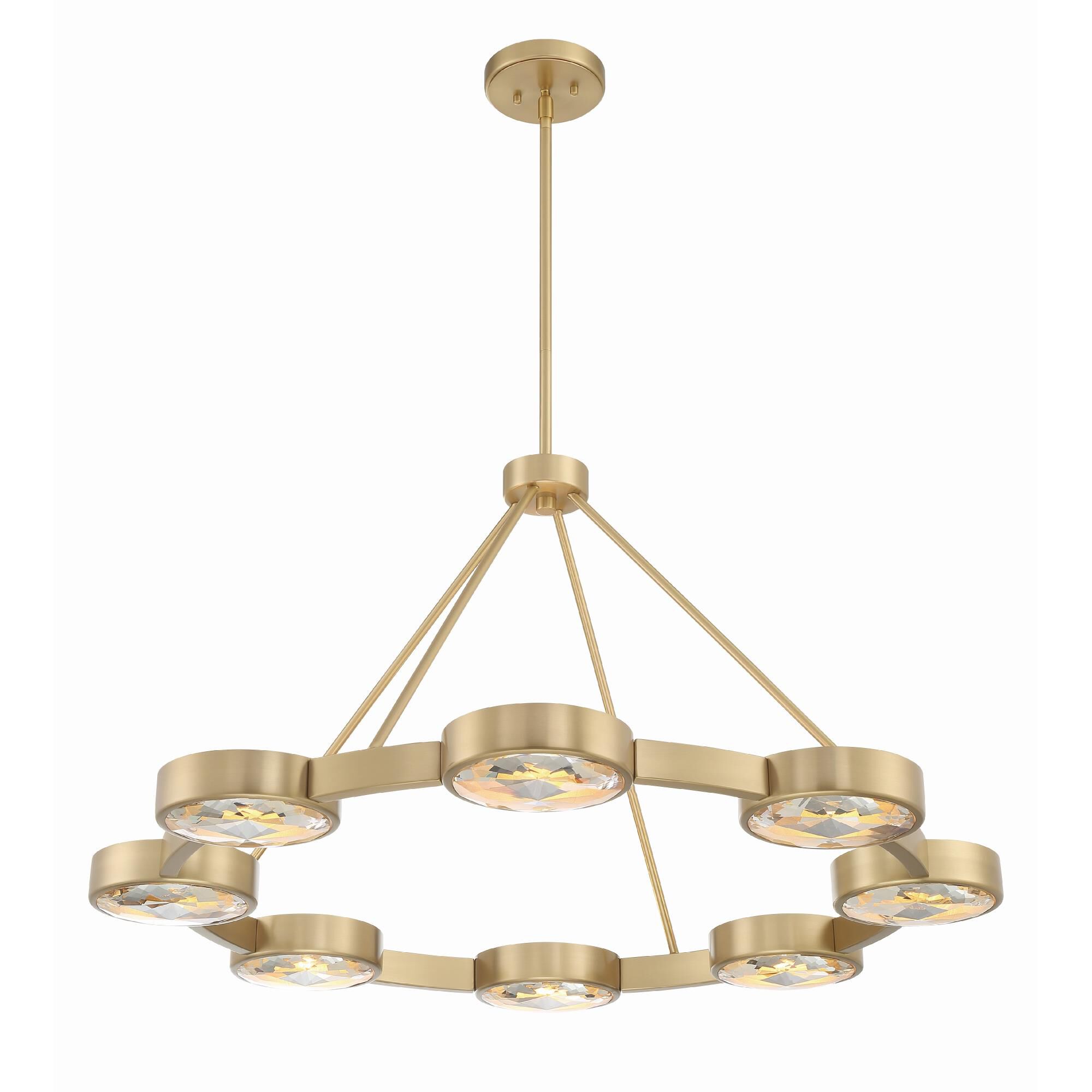 Shown in Modern Gold finish and Glass shade