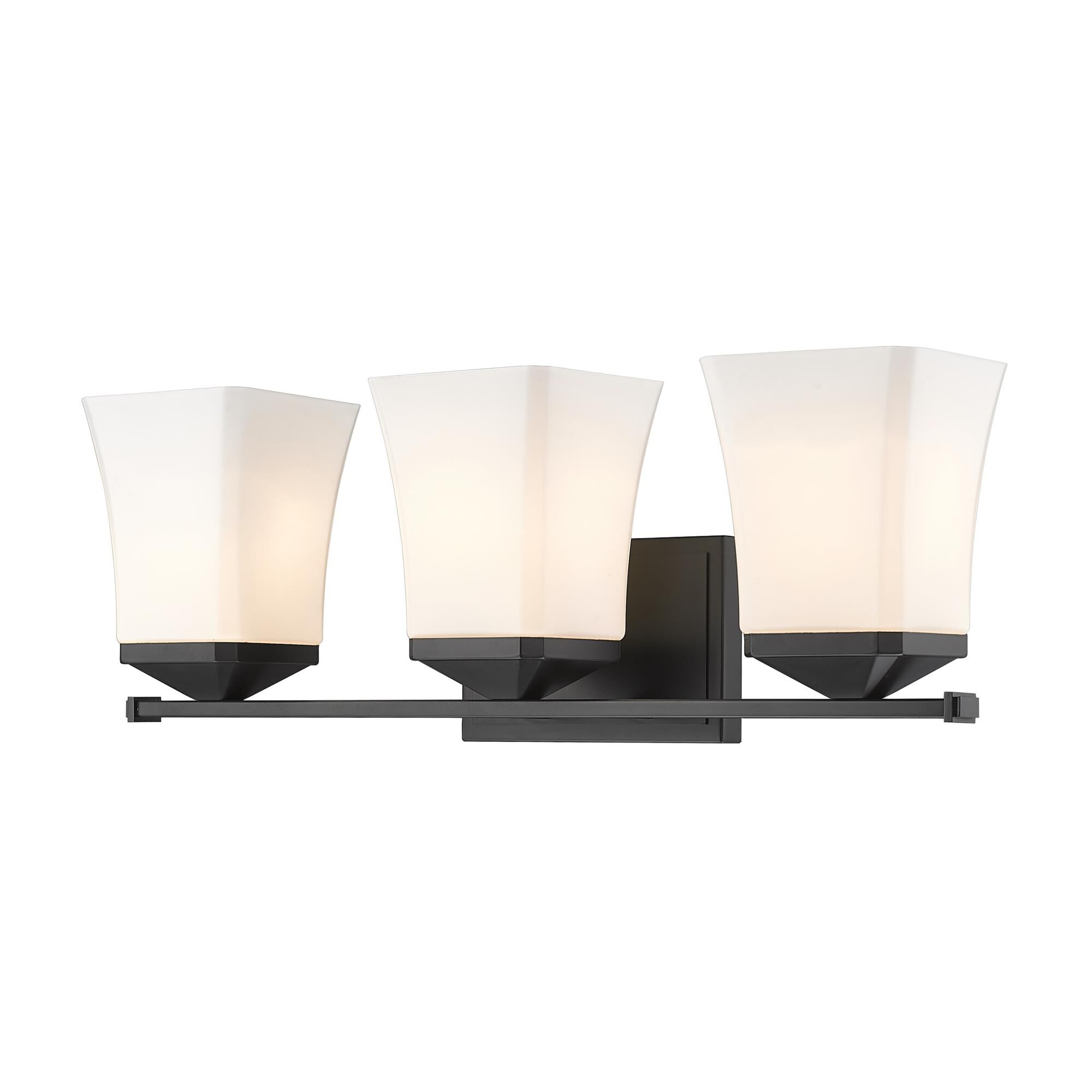 Shown in Matte Black finish and Glass shade
