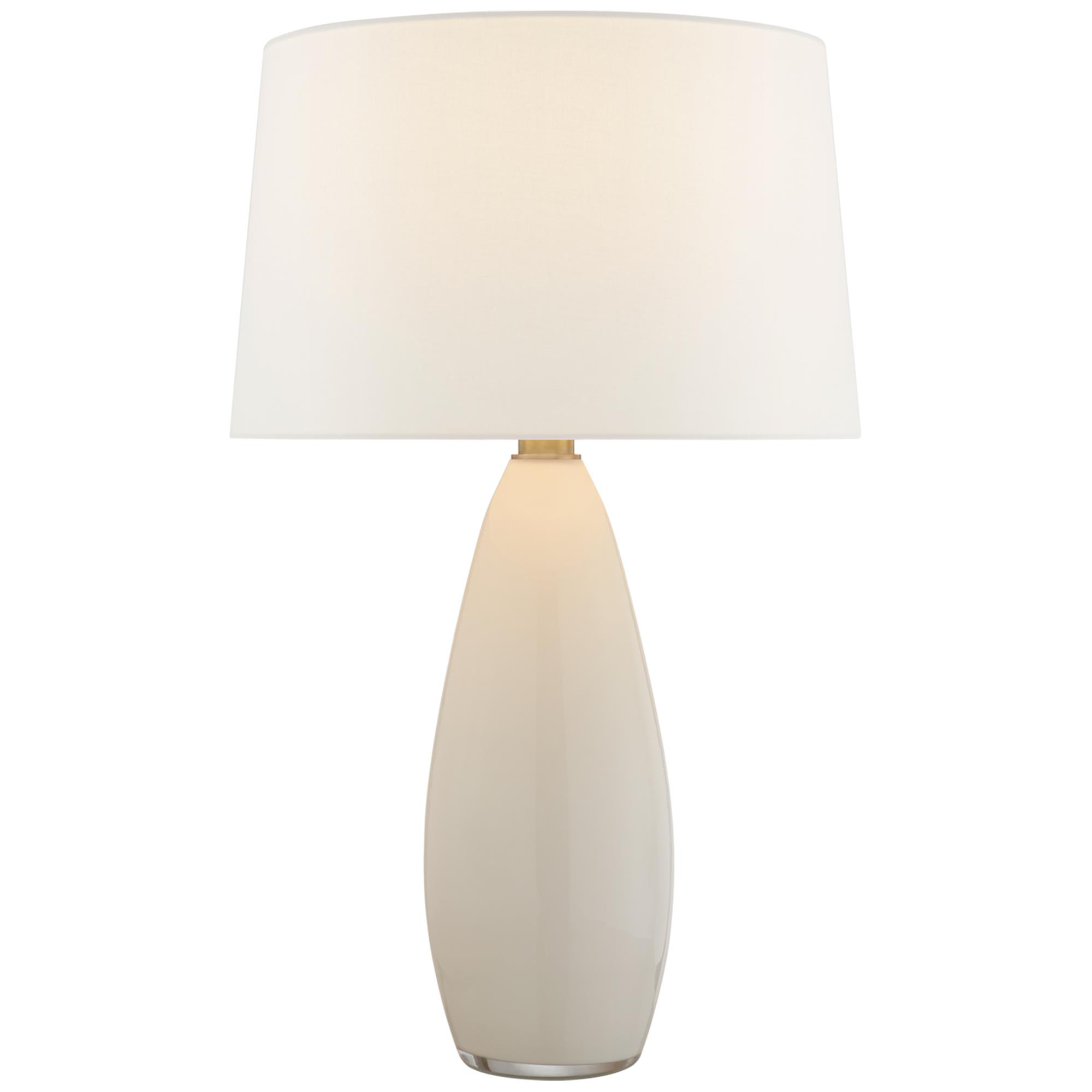 Shown in White Glass finish and Linen shade