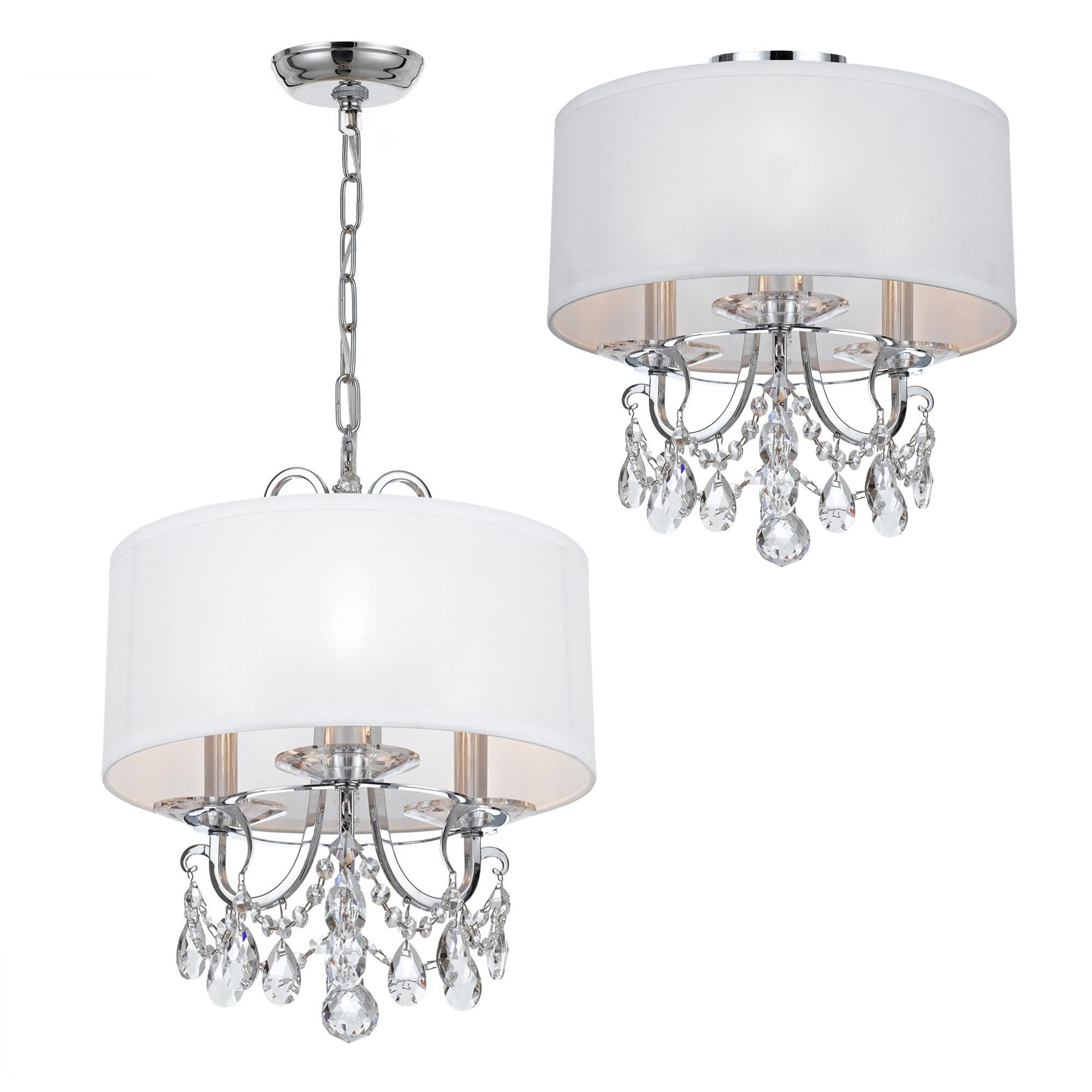 Shown in Polished Chrome finish and Swarovski Strass Crystal crystal and Silk glass and White shade