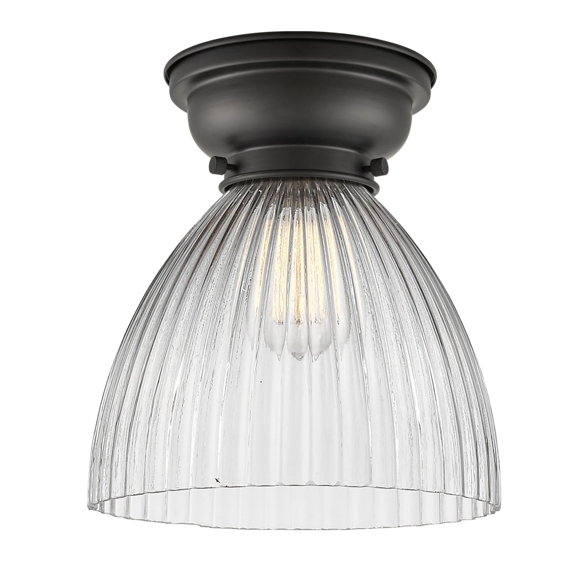 Shown in Matte Black finish and Dome glass and Glass shade