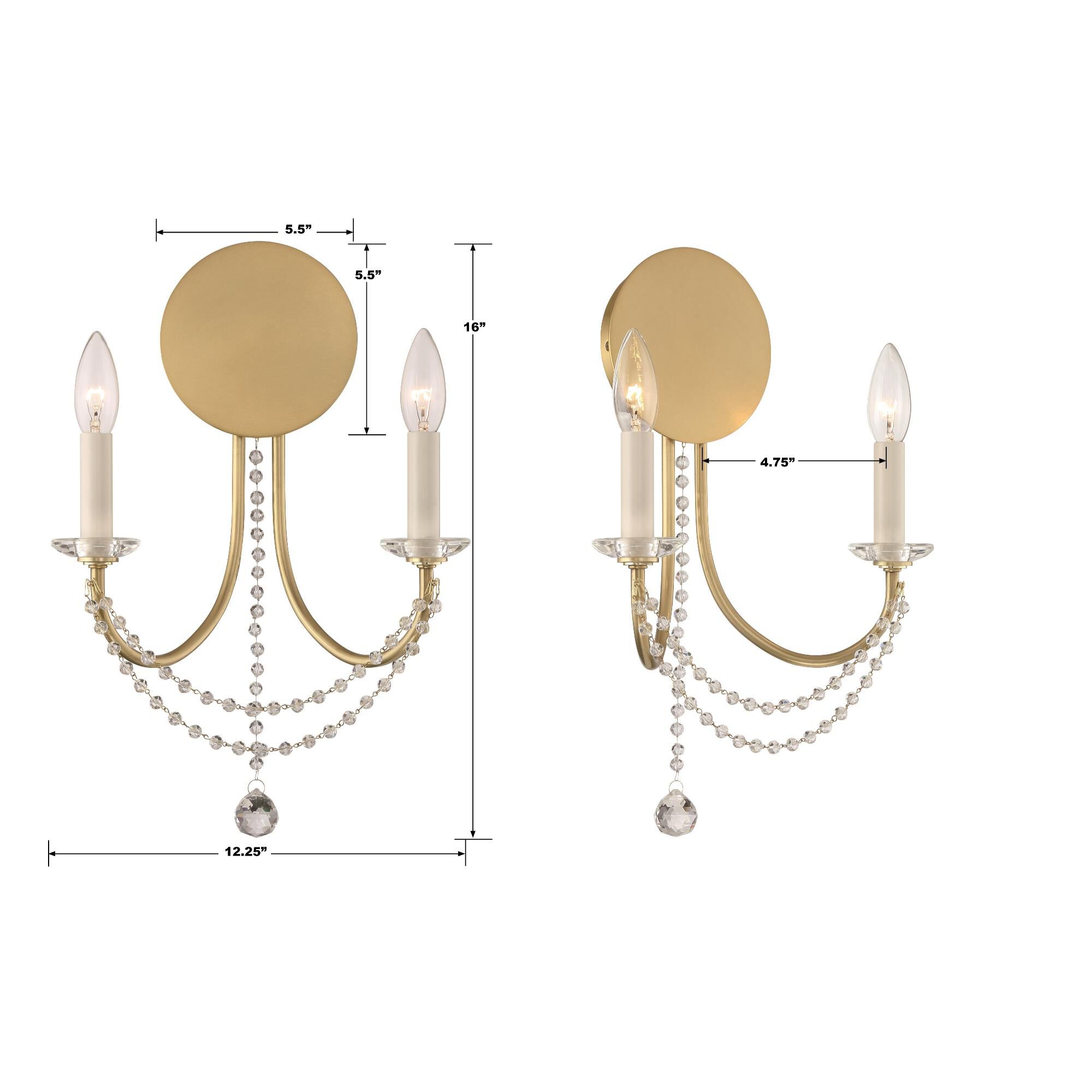 Delilah 16 Inch Wall Sconce by Crystorama