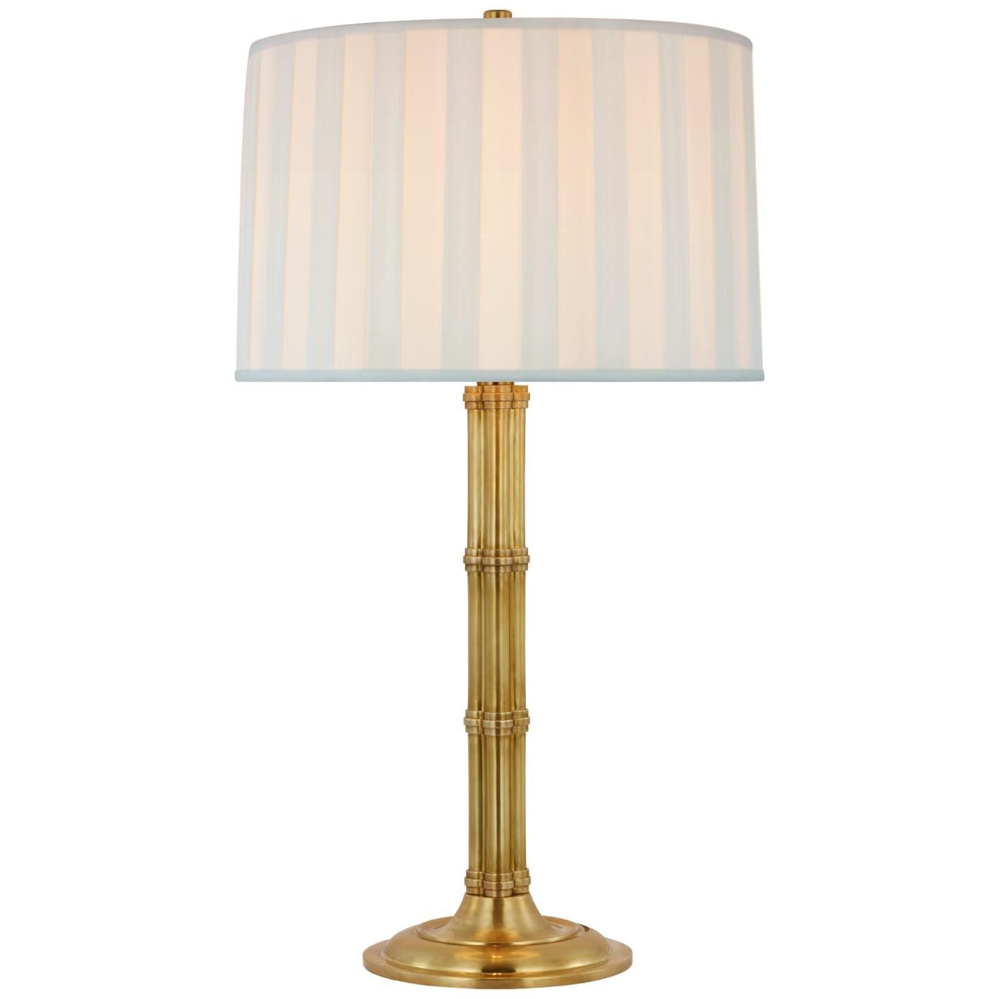Shown in Natural Brass finish and Silk Box Pleat shade