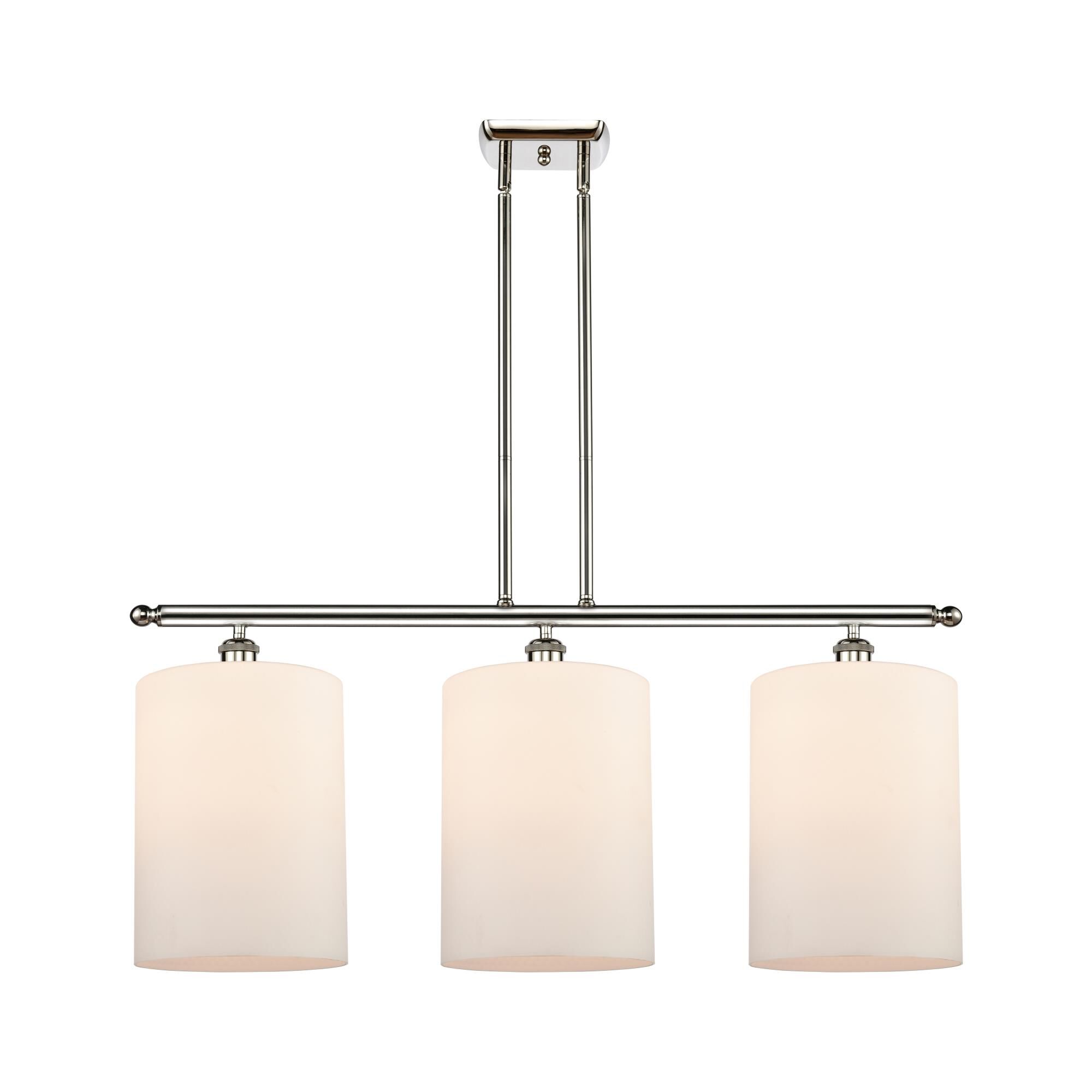 Shown in Polished Nickel finish and Matte White glass