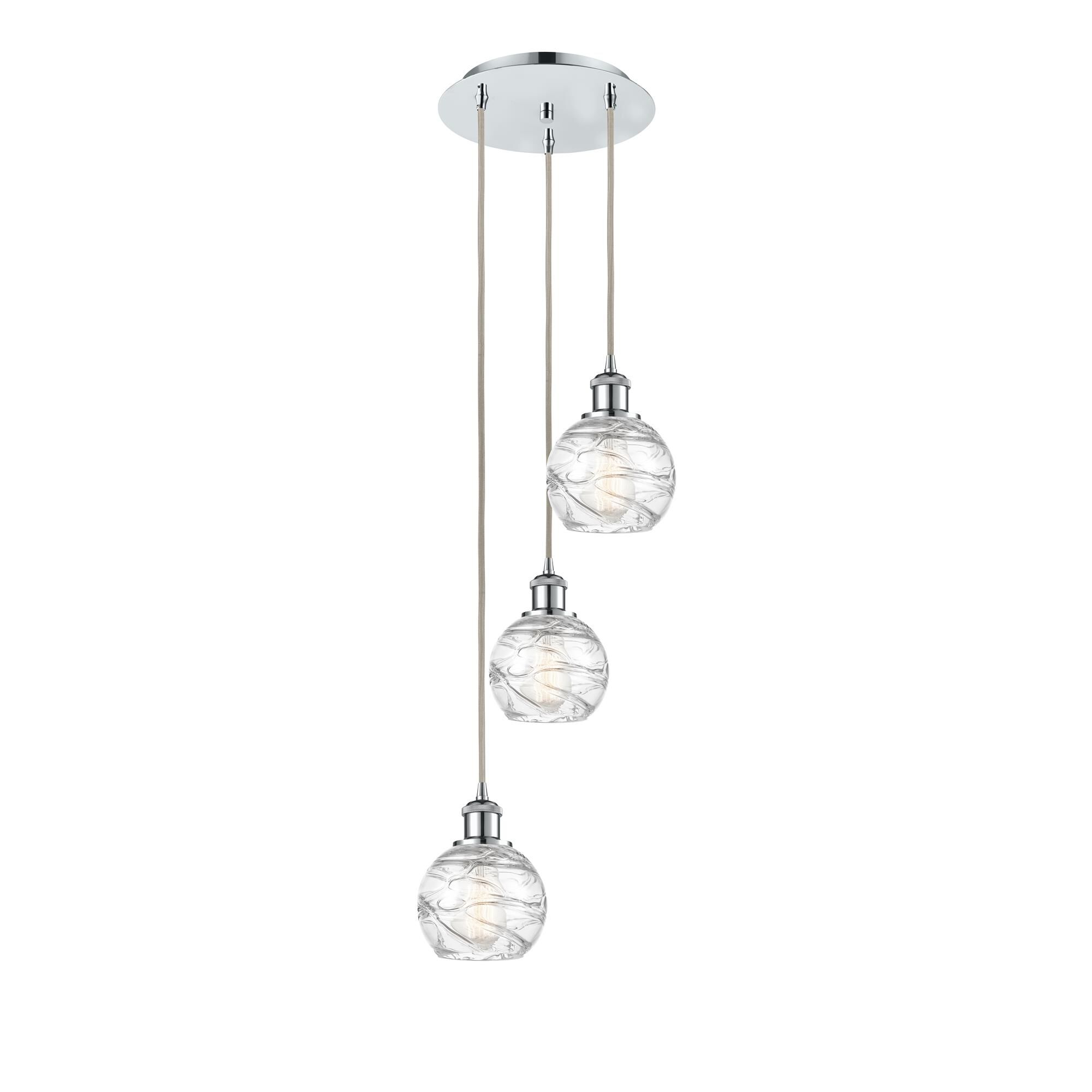 Shown in Polished Chrome finish and Clear Athens Deco Swirl 8