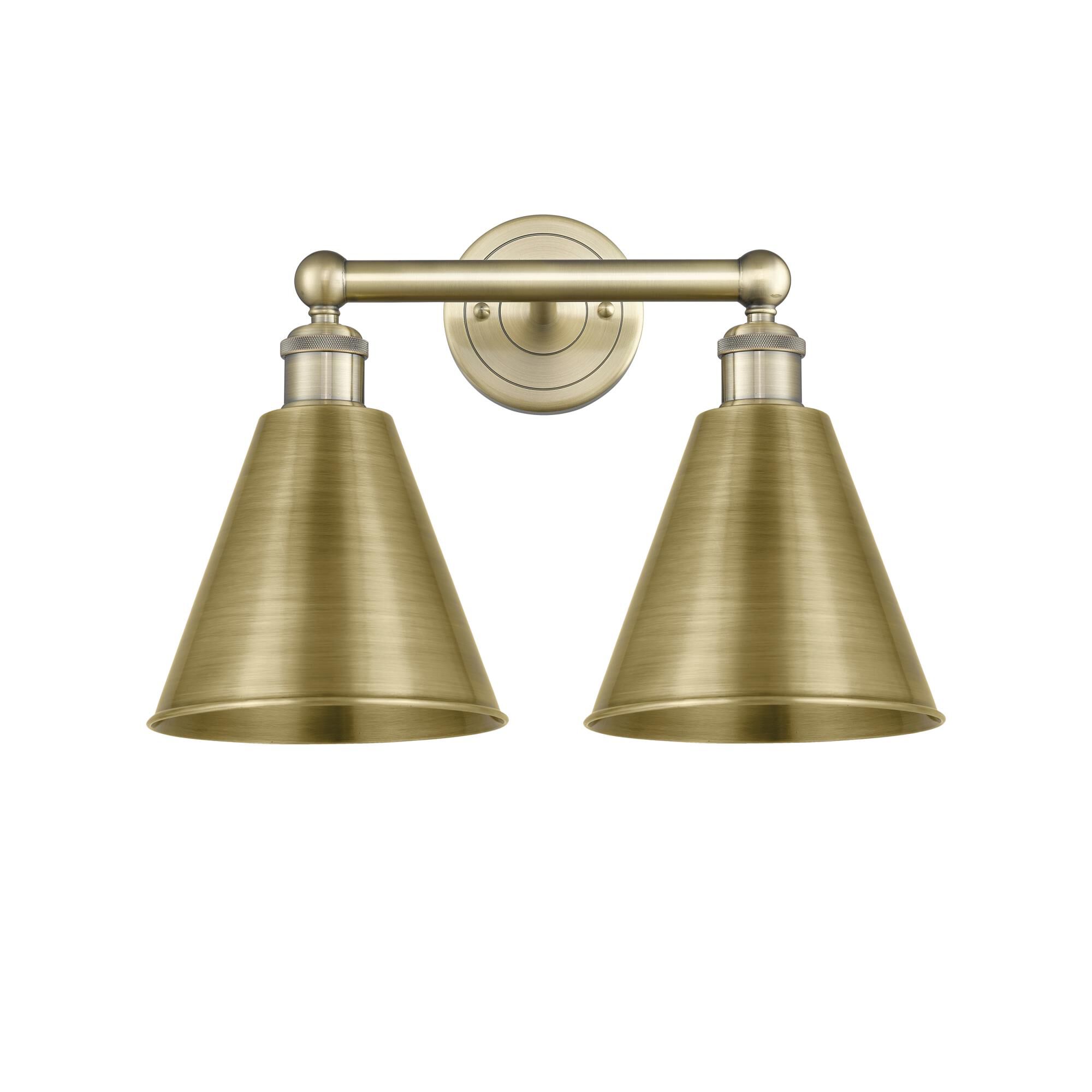 Shown in Antique Brass finish and Antique Brass shade