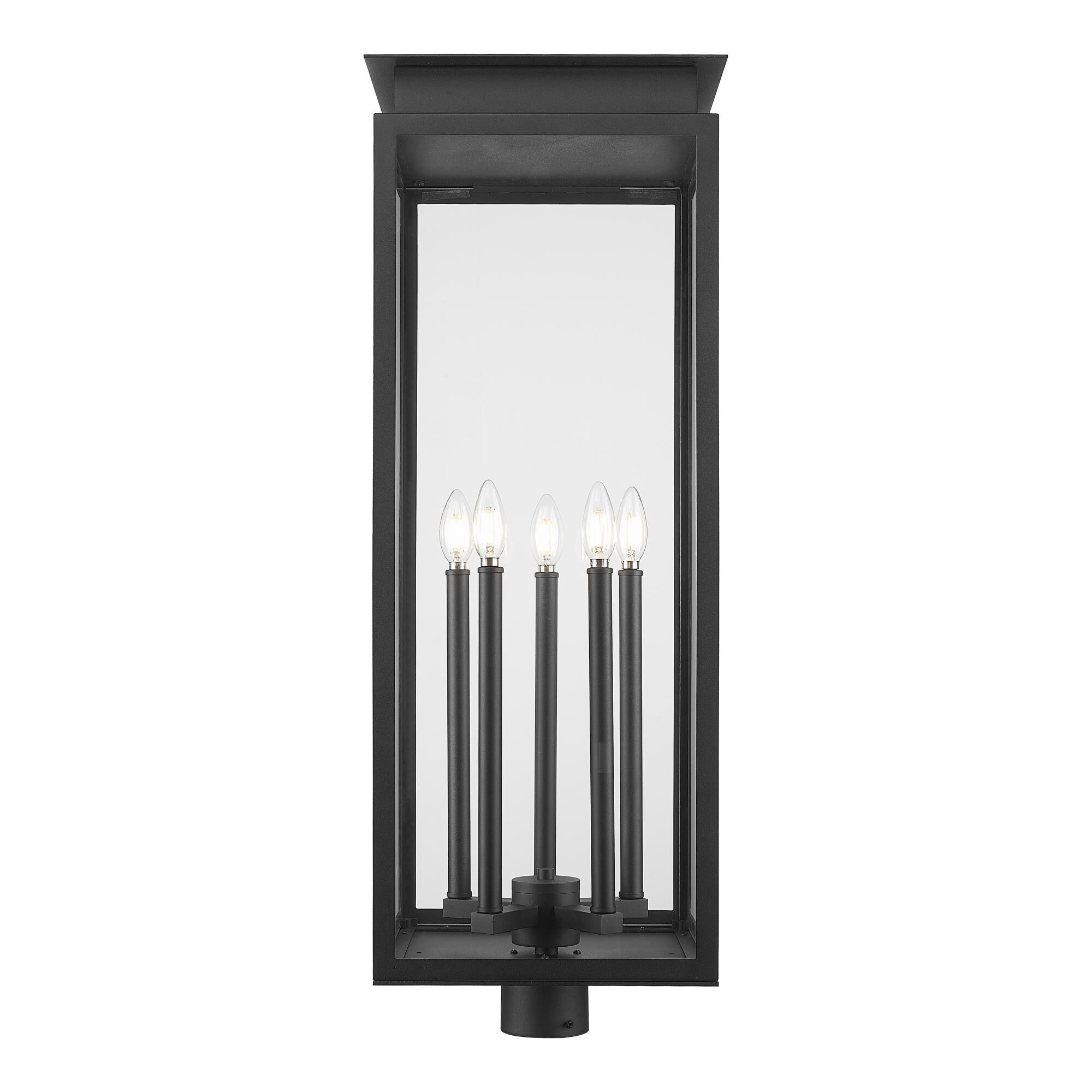 Shown in Black finish and Clear glass and Clear shade