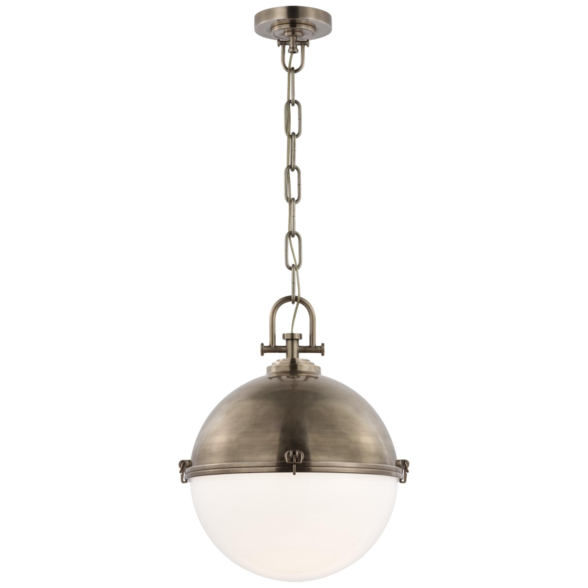 Shown in Antique Nickel finish and White glass