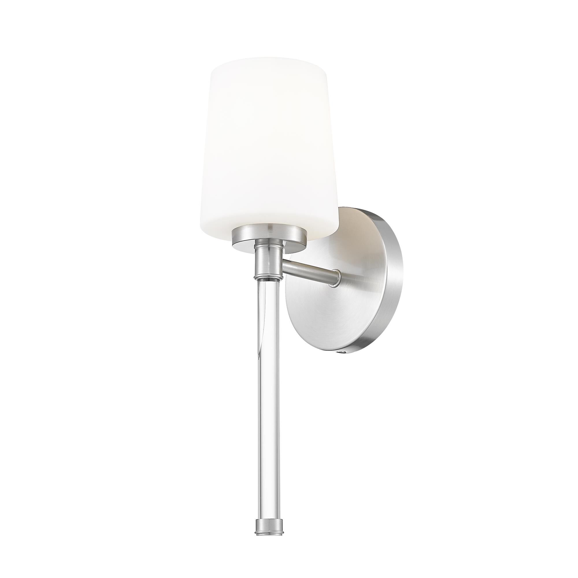 Shown in Brushed Nickel finish and White Opal glass