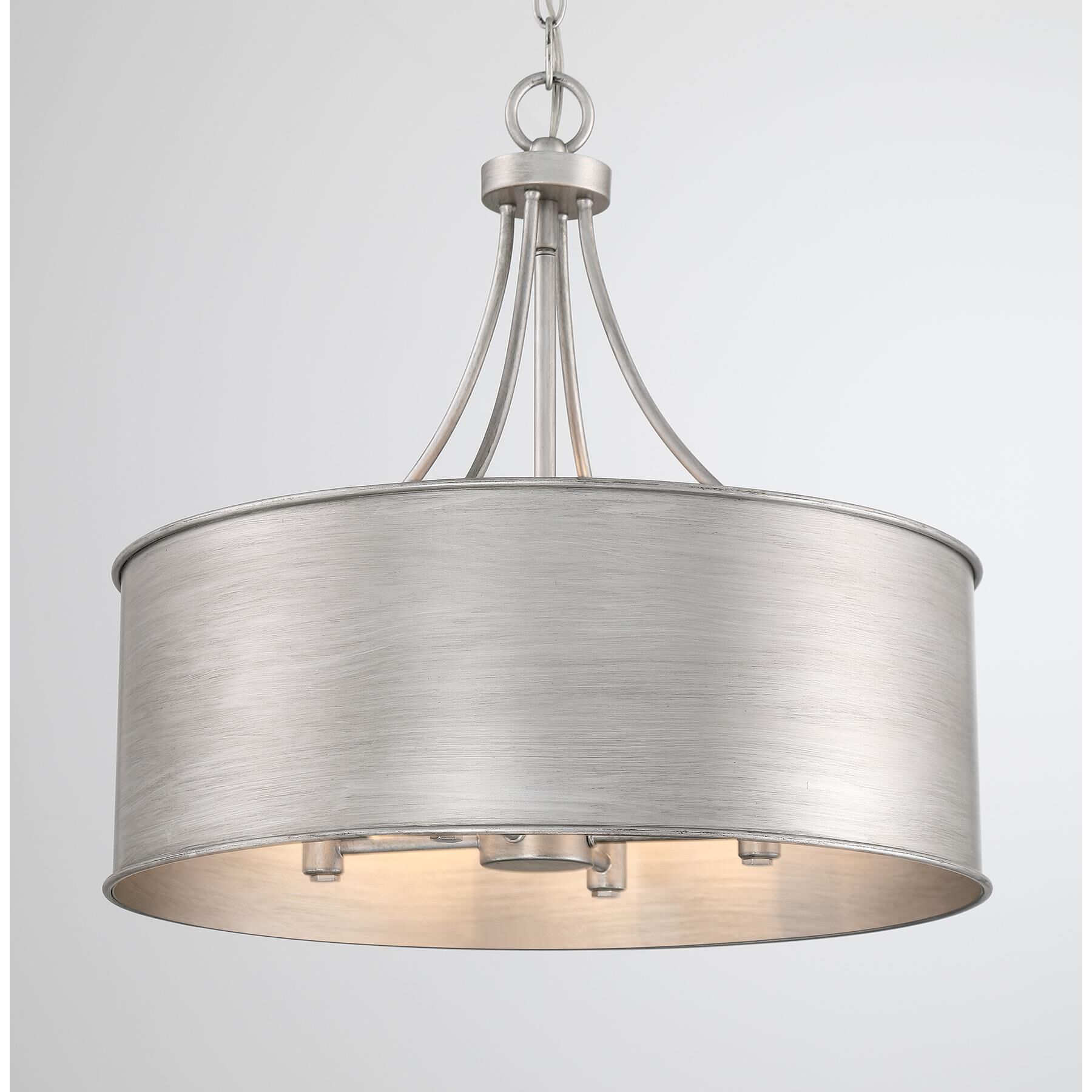 Shown in Antique Silver finish and Metal shade
