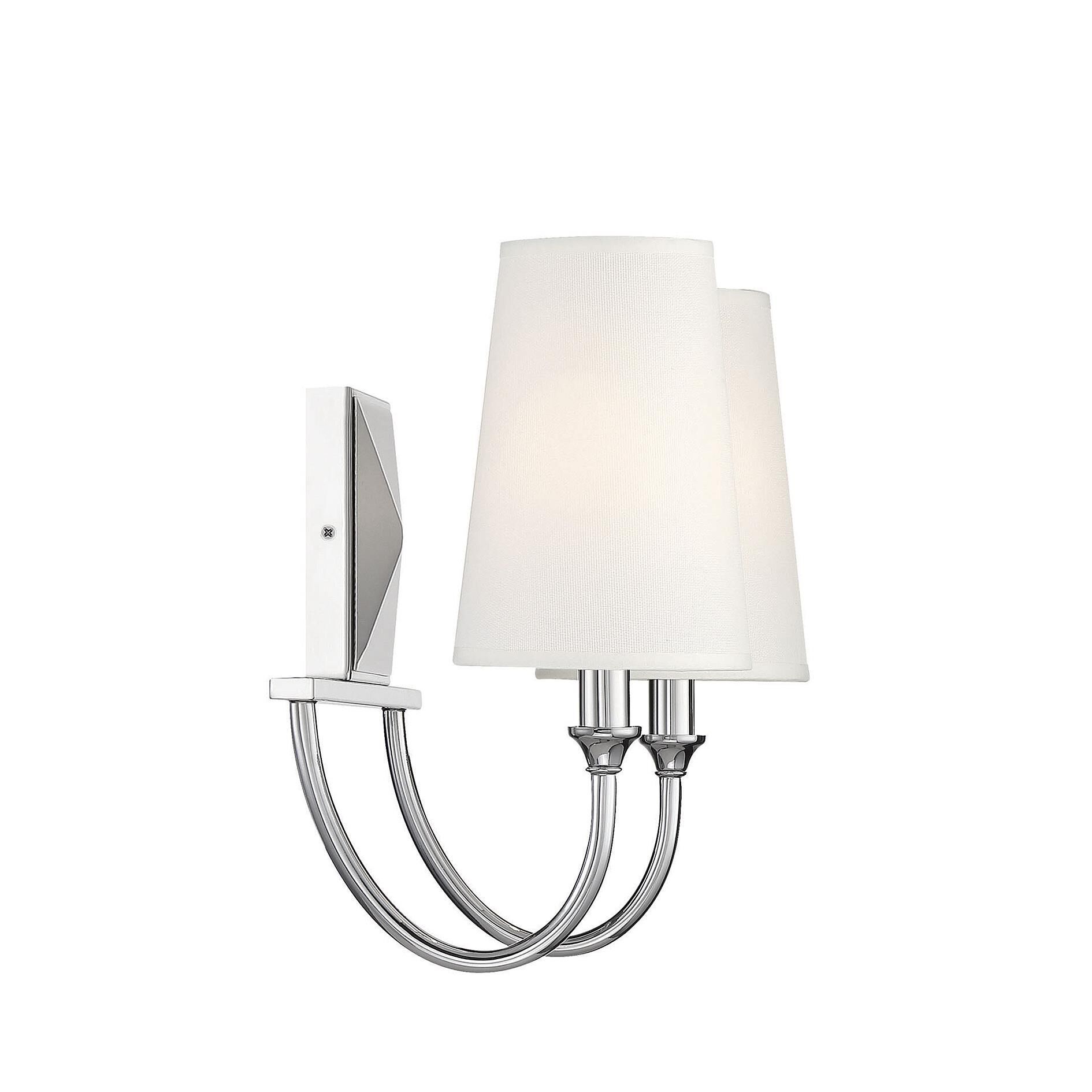 Shown in Polished Nickel finish and White Fabric shade