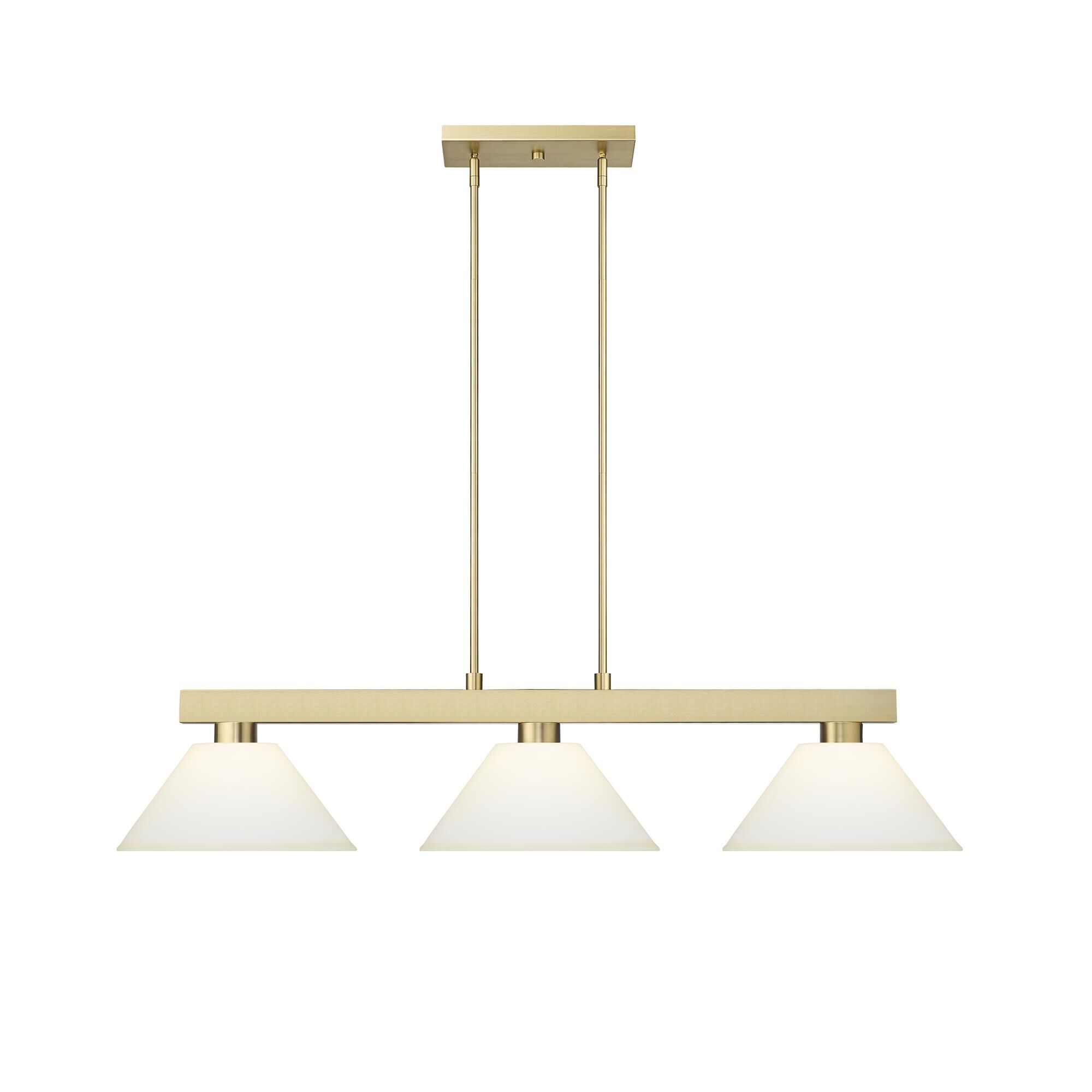 Shown in Modern Gold finish and Matte Opal glass and Matte Opal shade