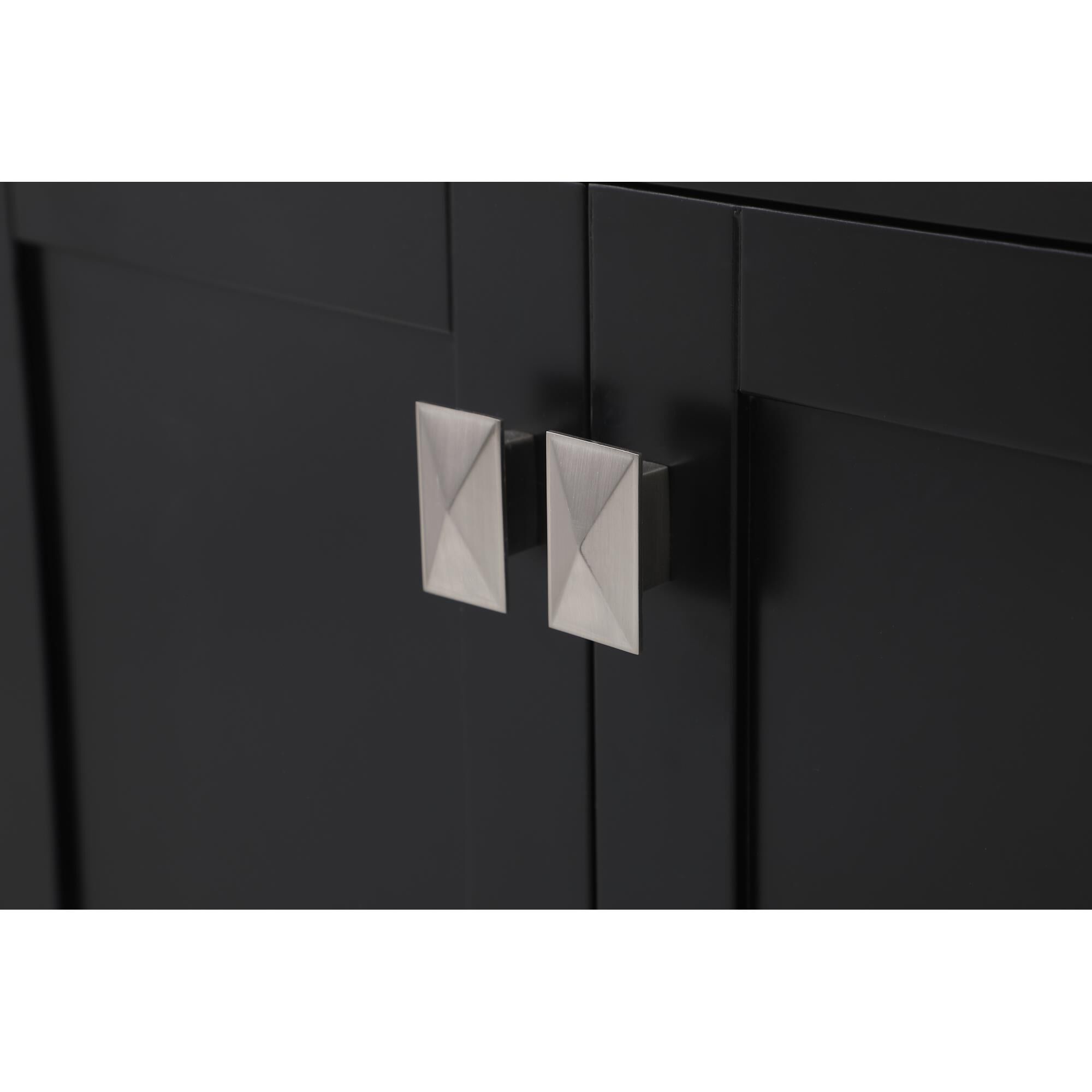 Shown in Black And Brushed Nickel With Calacatta Quartz finish