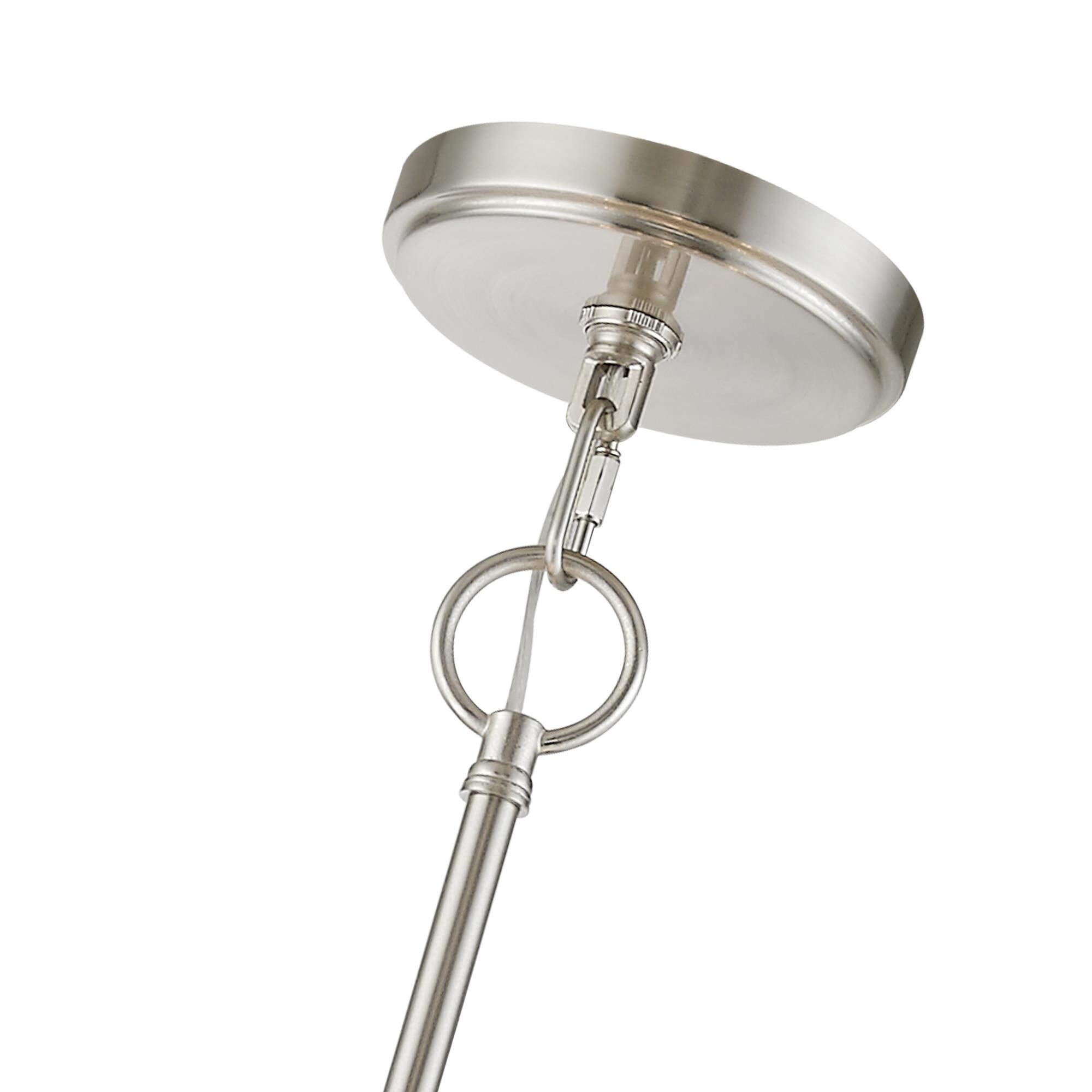 Shown in Brushed Nickel finish and Hand Crafted Oatmeal Color Hardback Fabric With White Fabric Inside shade