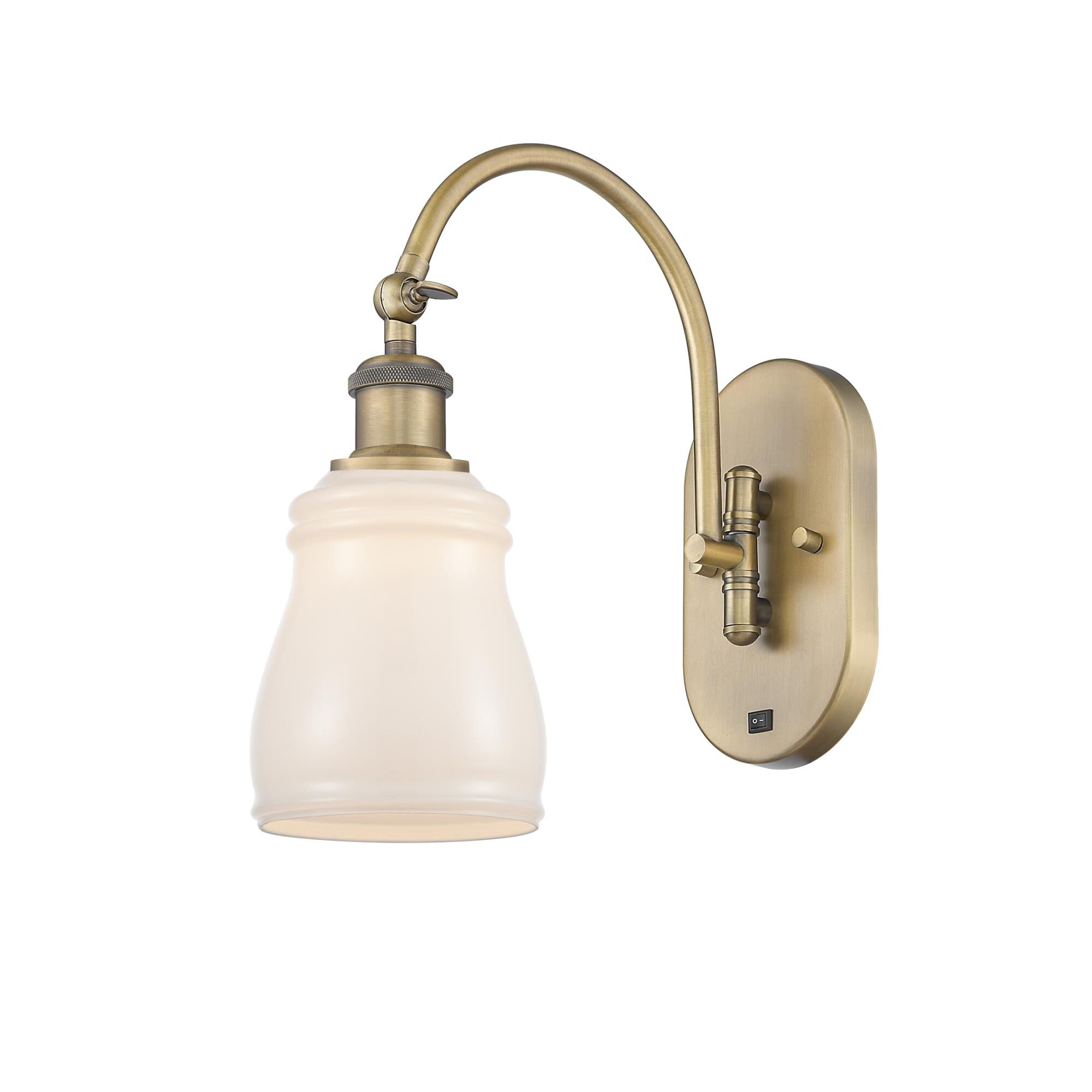 Shown in Brushed Brass finish and White glass