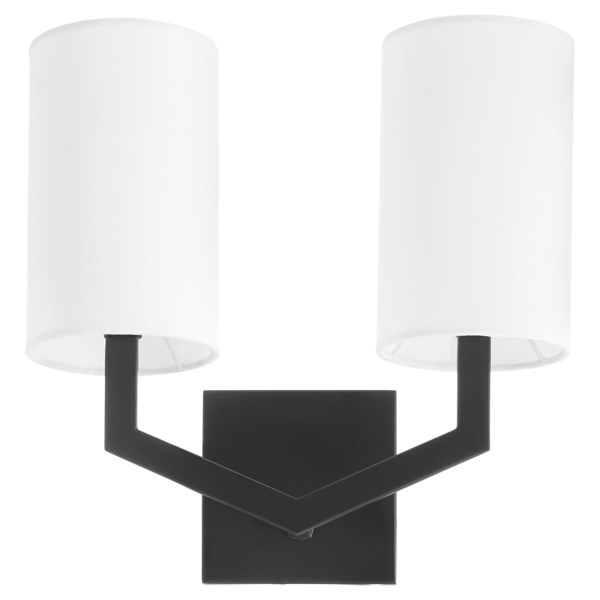 Shown in Matte Black finish and White Linen shade