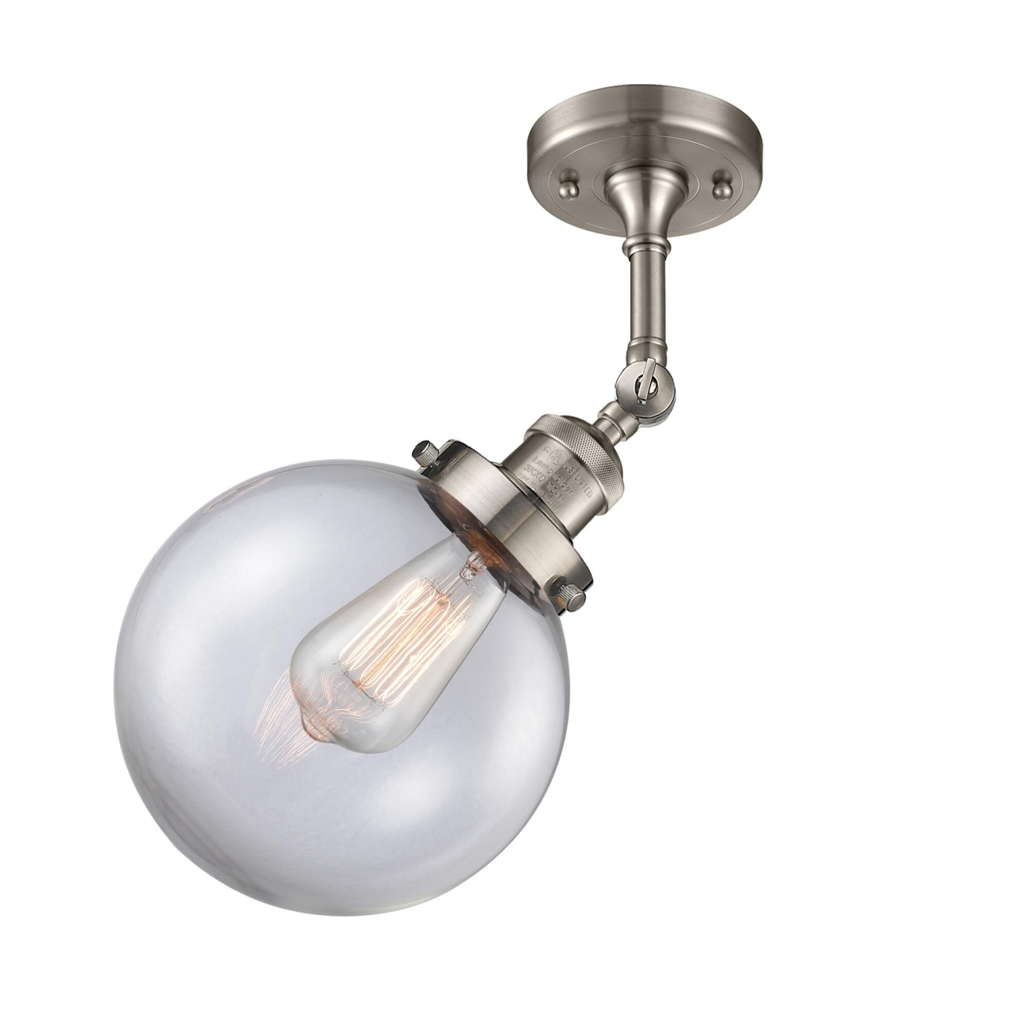 Shown in Brushed Satin Nickel finish and Clear glass and No Accent accent