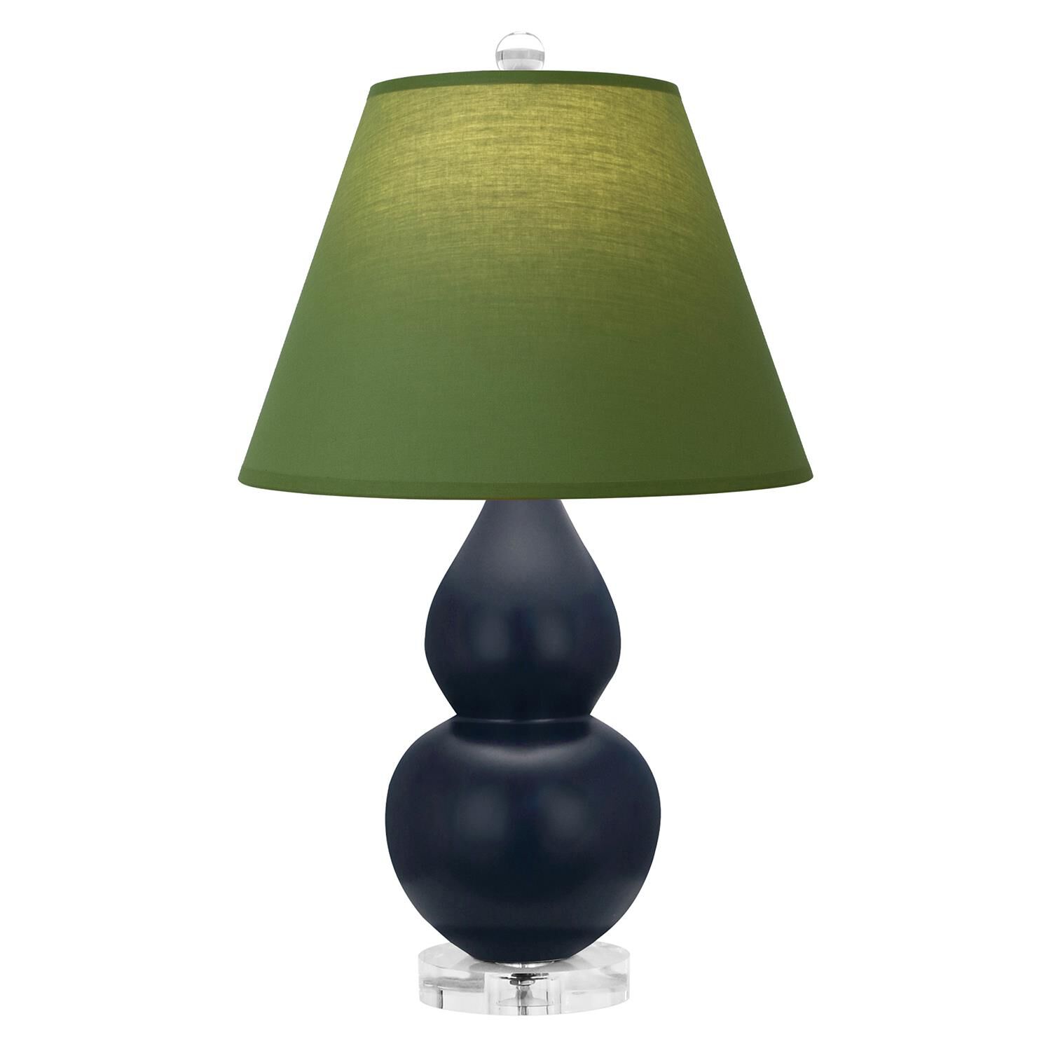 Shown in Matte Midnight Blue finish and Tea Green and Taupe shade and Lucite accent