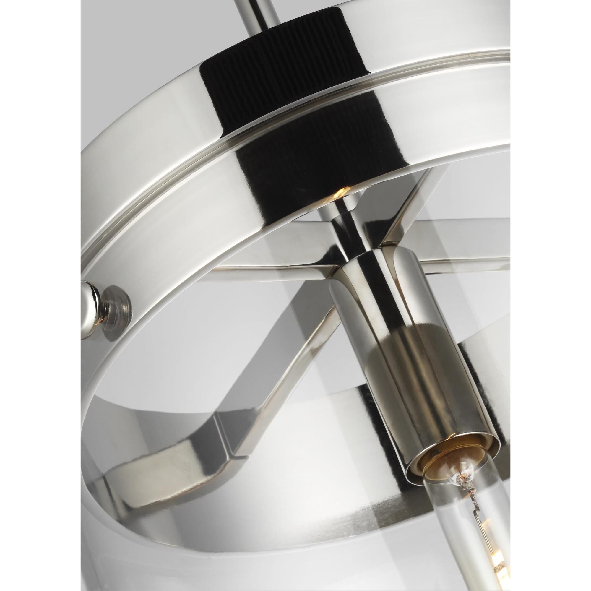 Shown in Polished Nickel finish and Clear glass