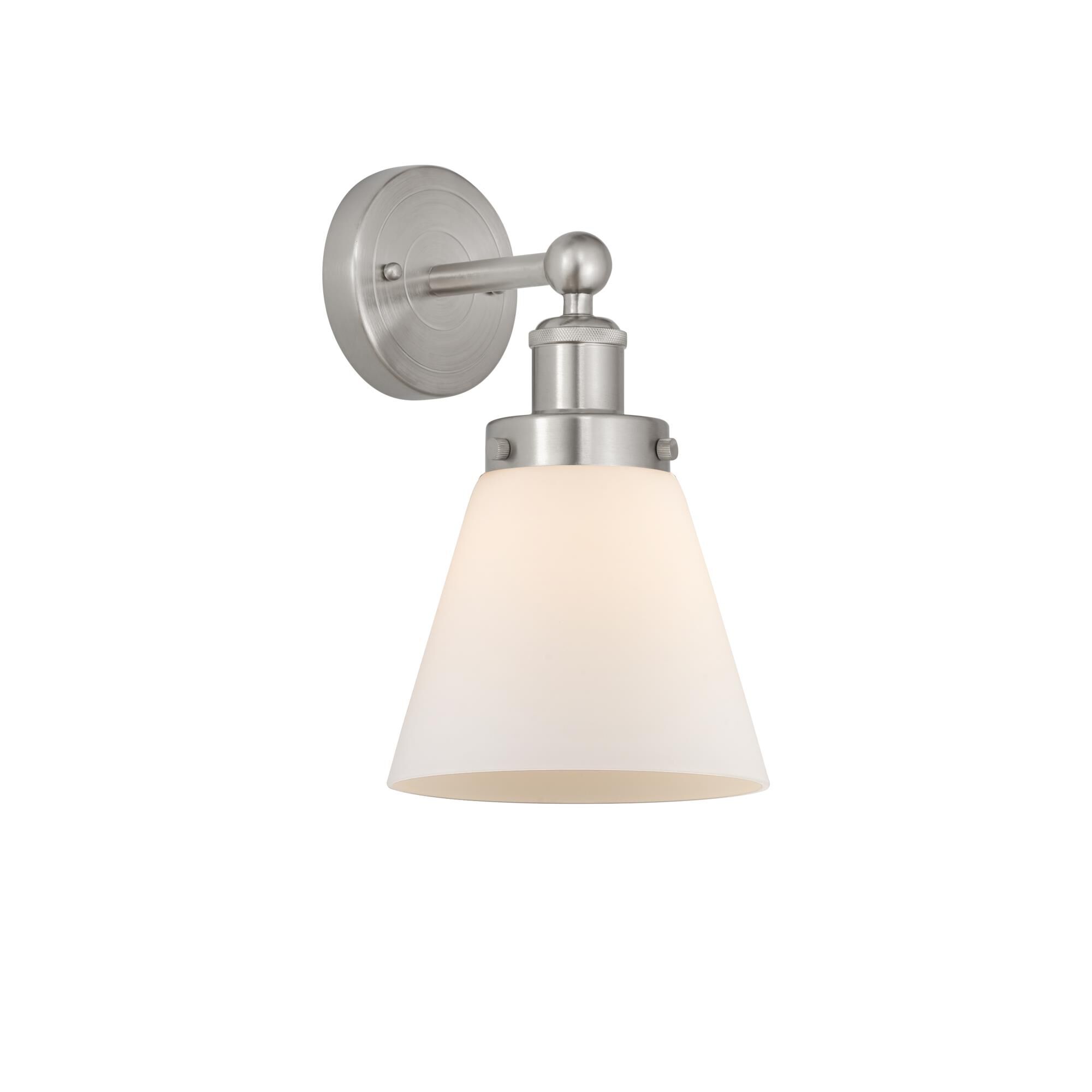 Shown in Brushed Satin Nickel, Matte White finish and Matte White glass and Matte White Glass shade