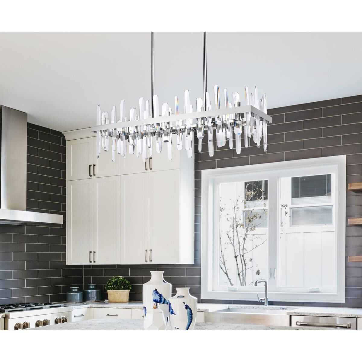 Serena 36 Inch 20 Light Linear Suspension Light by Elegant Lighting