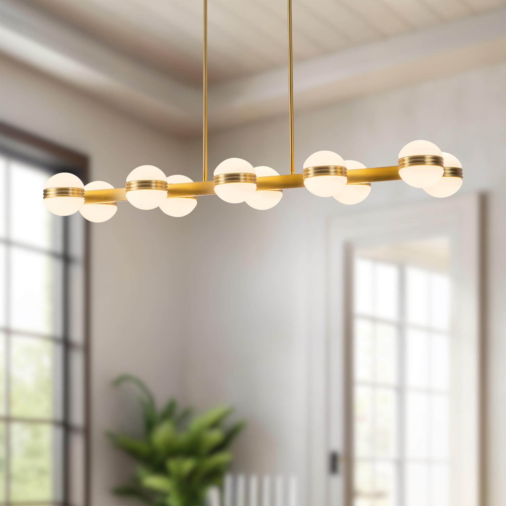 Shown in Brushed Gold finish and Matte Opal glass