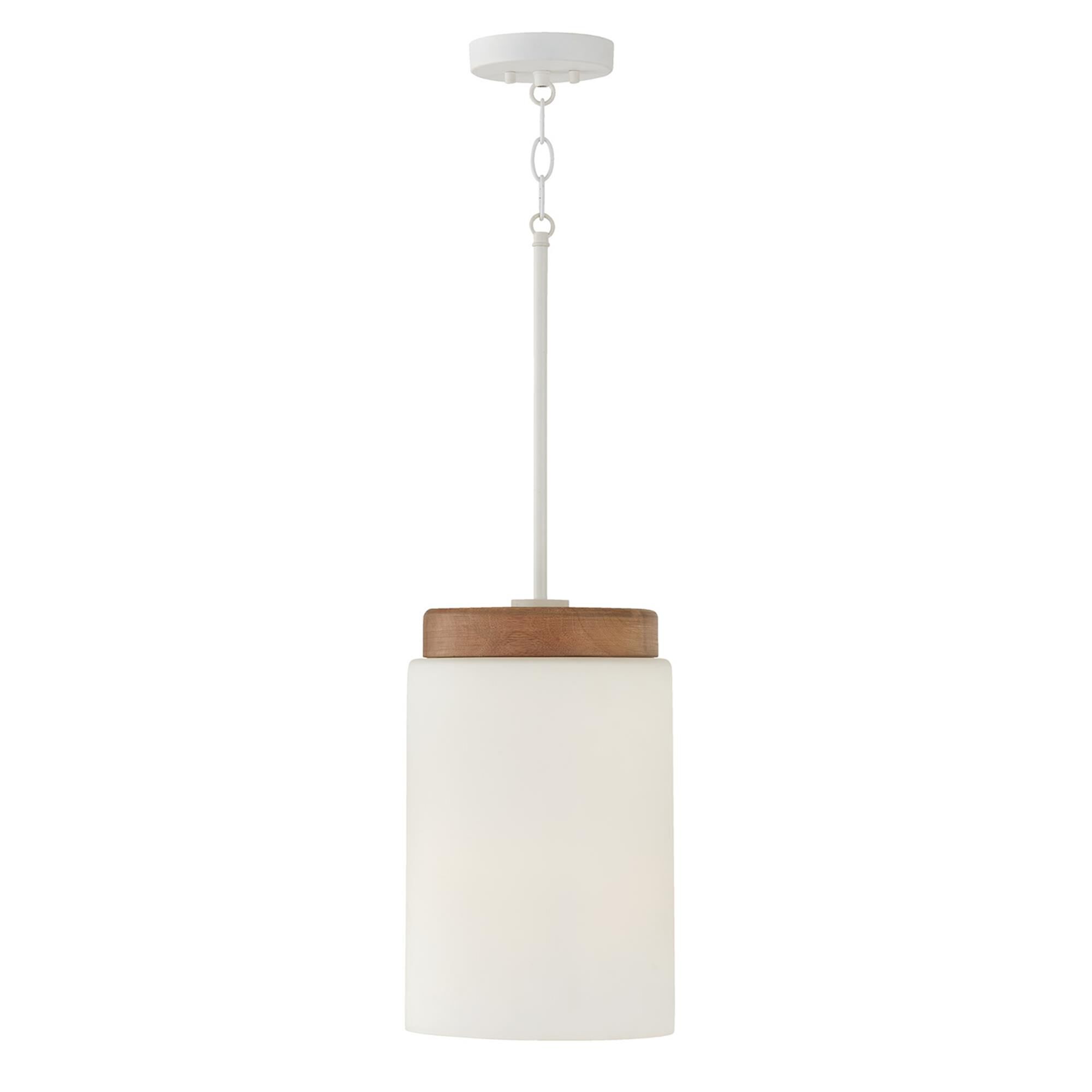 Shown in Light Wood And White finish and Soft White glass
