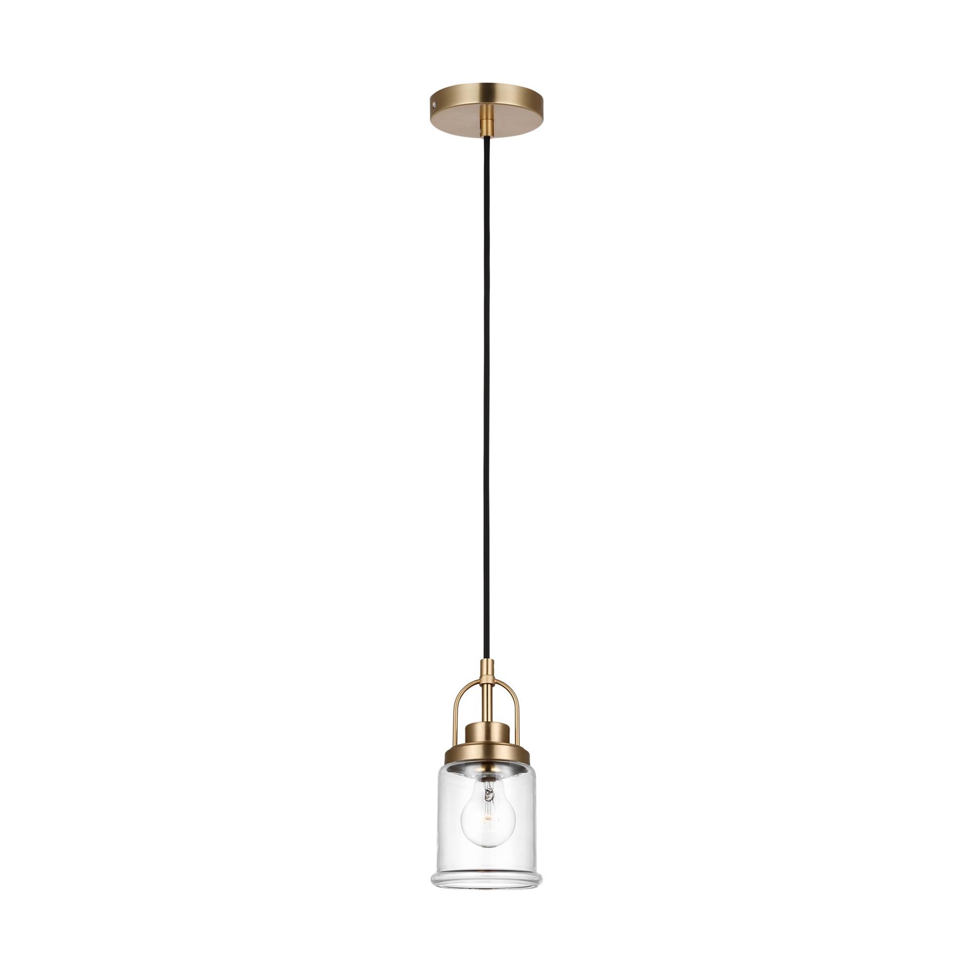 Shown in Satin Brass finish and Clear glass and Clear Glass shade