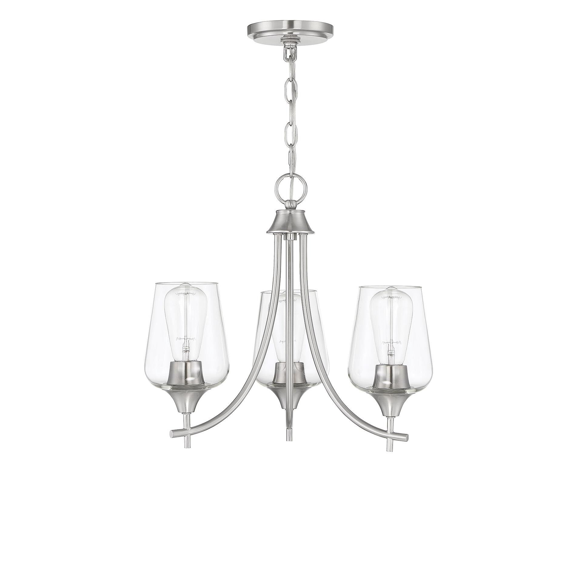 Shown in Satin Nickel finish and Clear glass