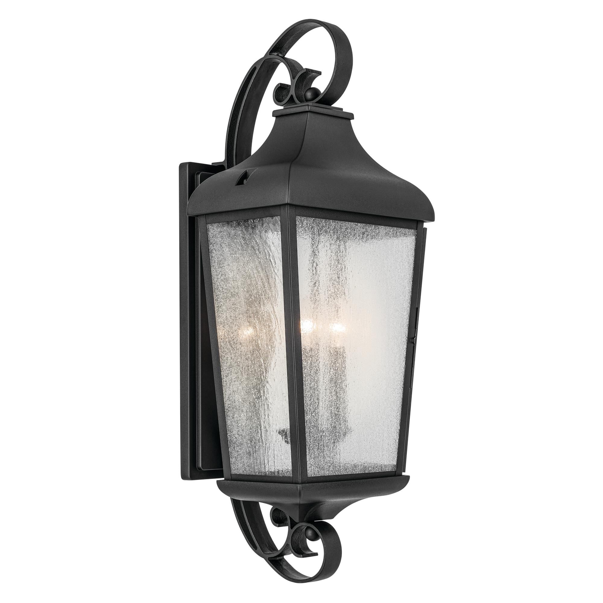 Shown in Textured Black finish and Clear Seeded glass