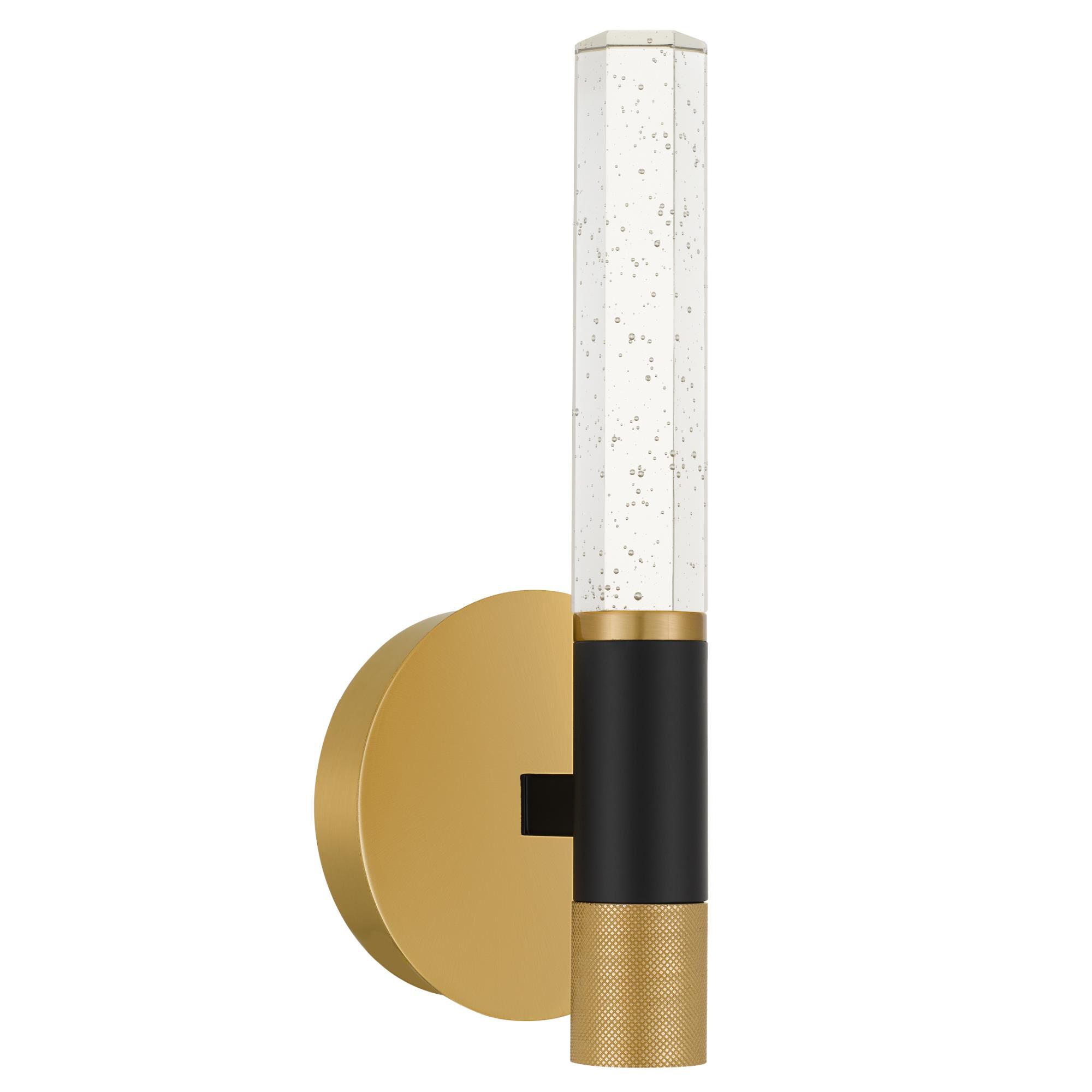 Shown in Brushed Gold finish and Seedy Crystal shade