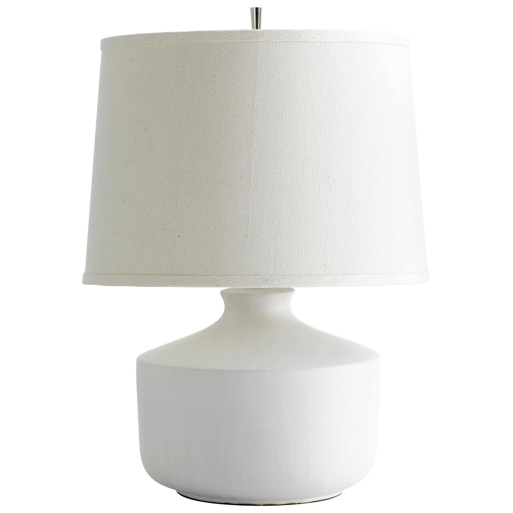 Shown in White finish and White Linen shade