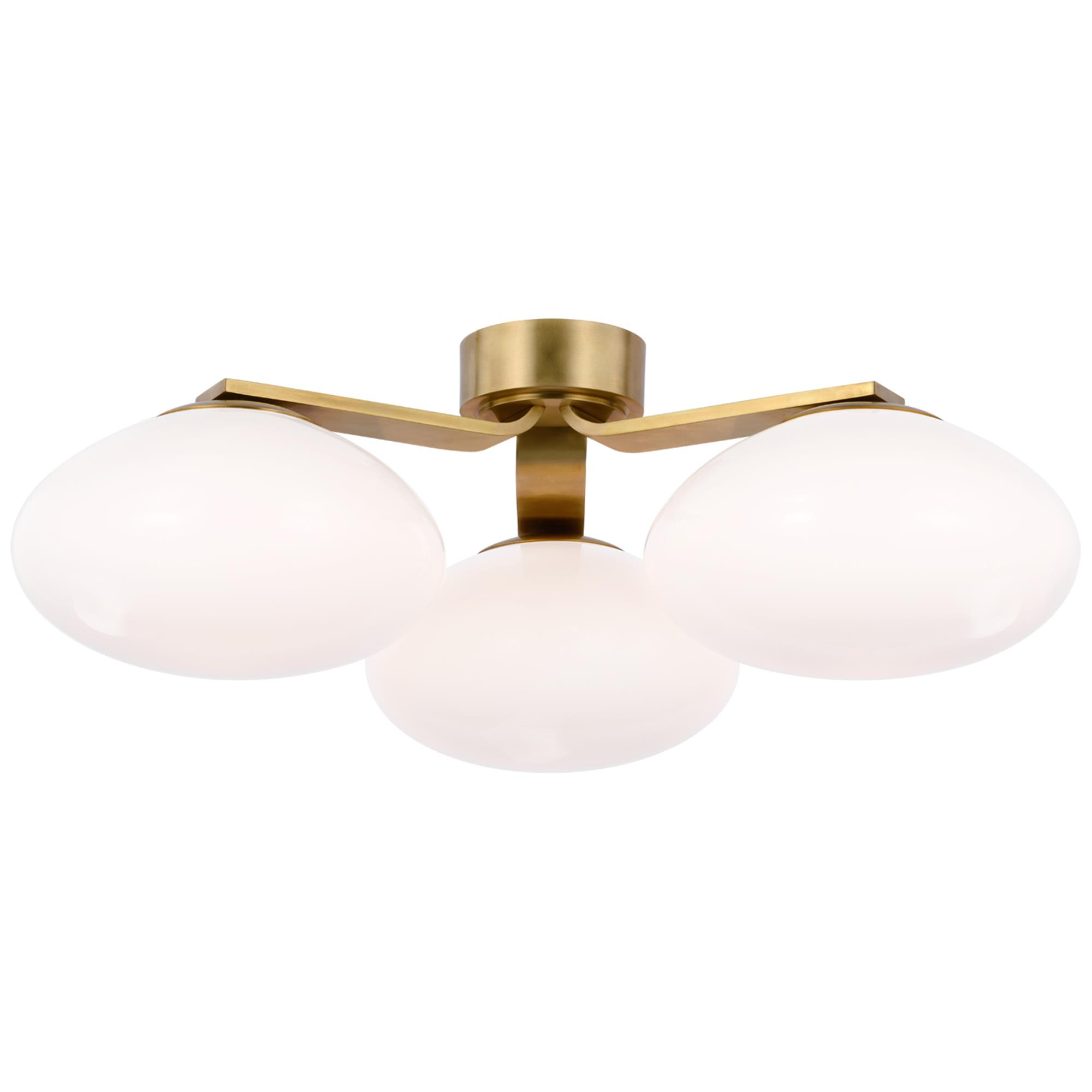 Shown in Soft Brass finish and White glass
