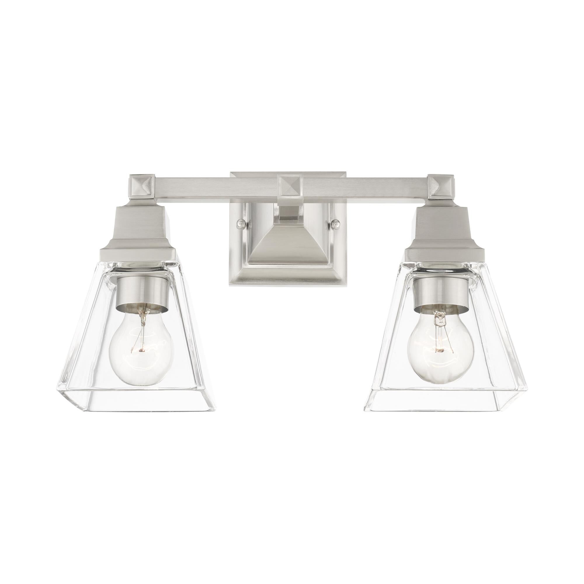 Shown in Brushed Nickel finish and Clear glass and Clear Glass shade