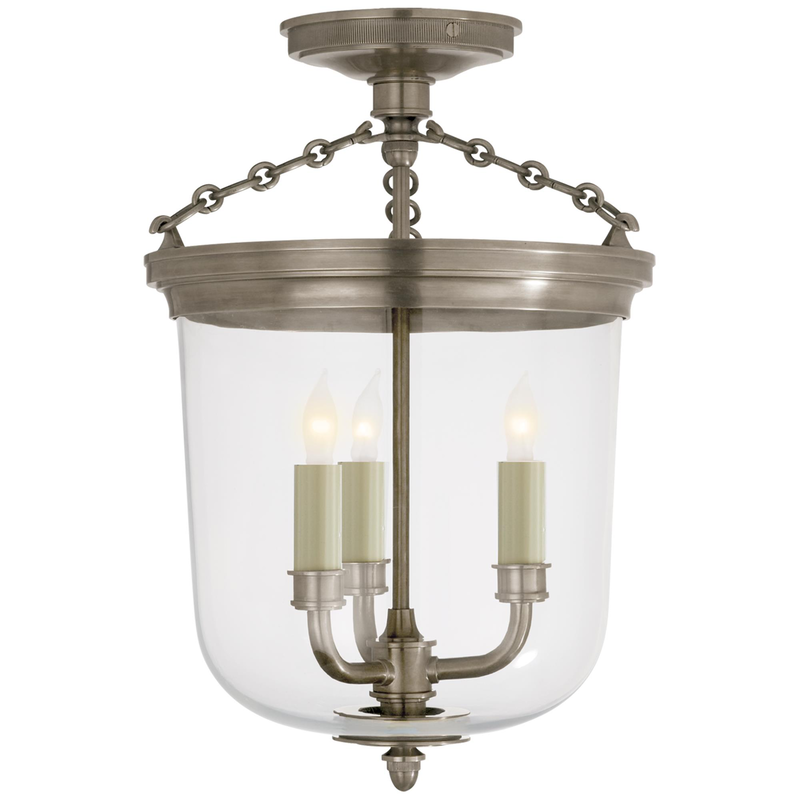 Thomas O'Brien Merchant 11 Inch 3 Light Semi Flush Mount by Visual Comfort Signature Collection