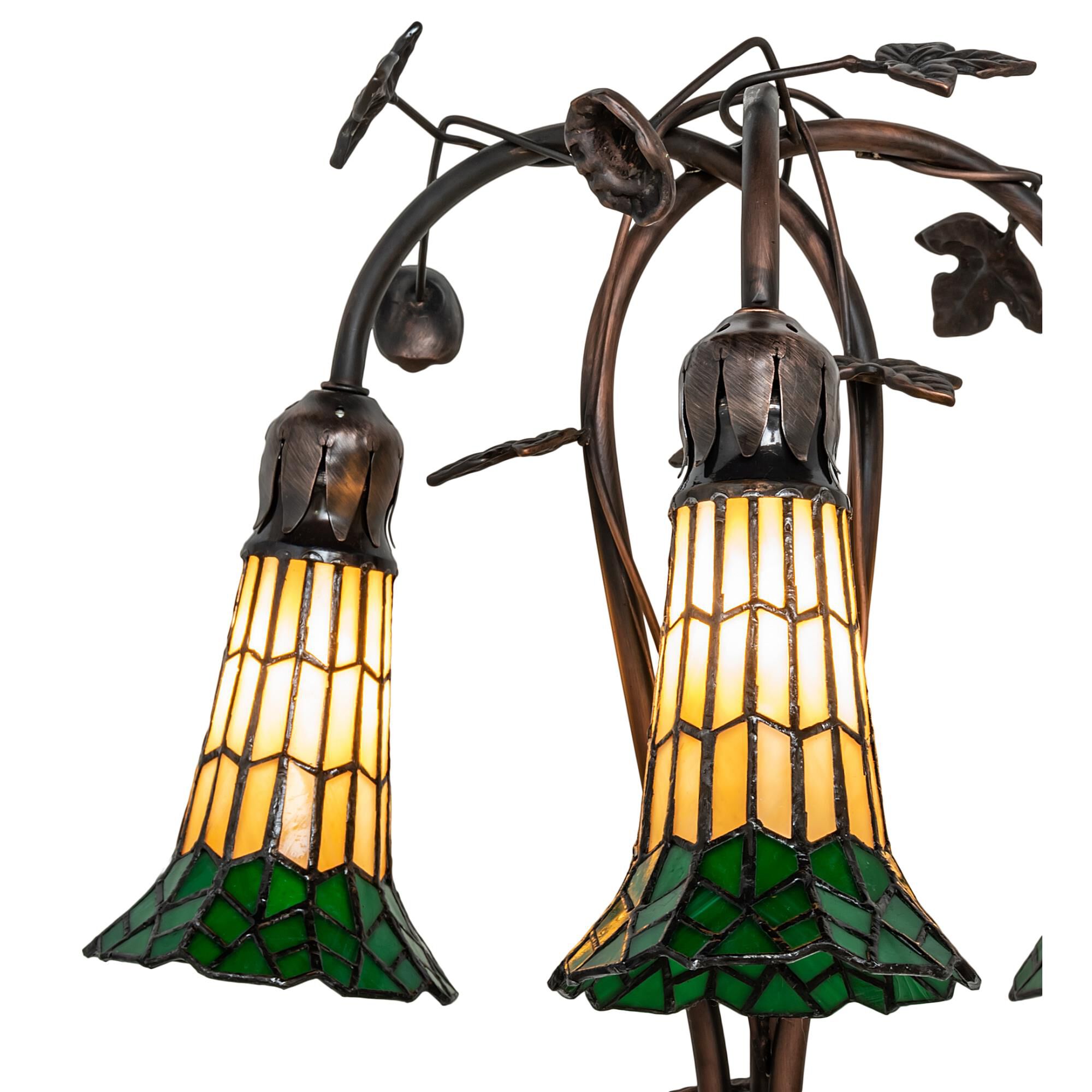 Shown in Mahogany Bronze finish and Amber /Acrylic;Green glass