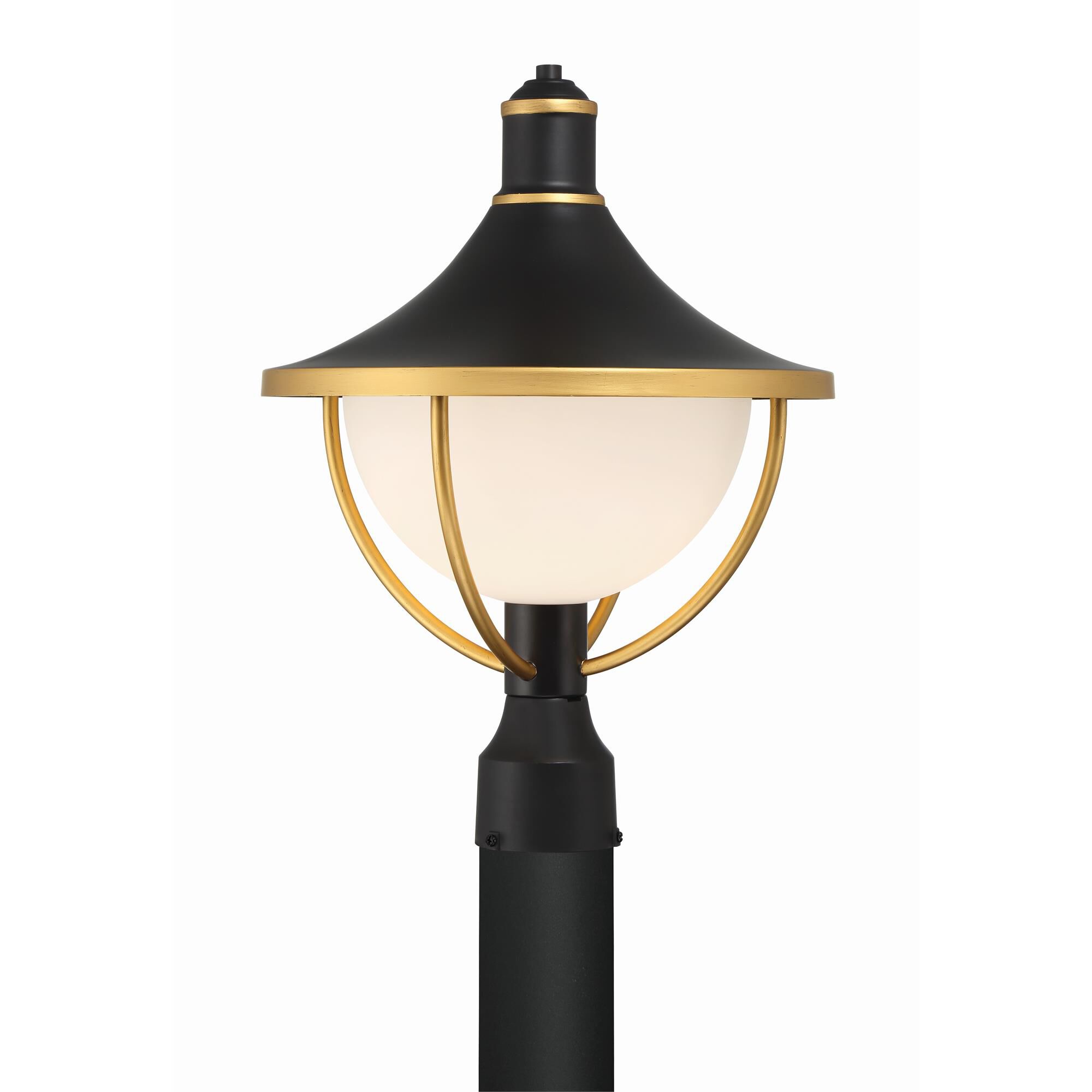 Shown in Matte Black + Textured Gold finish and White glass