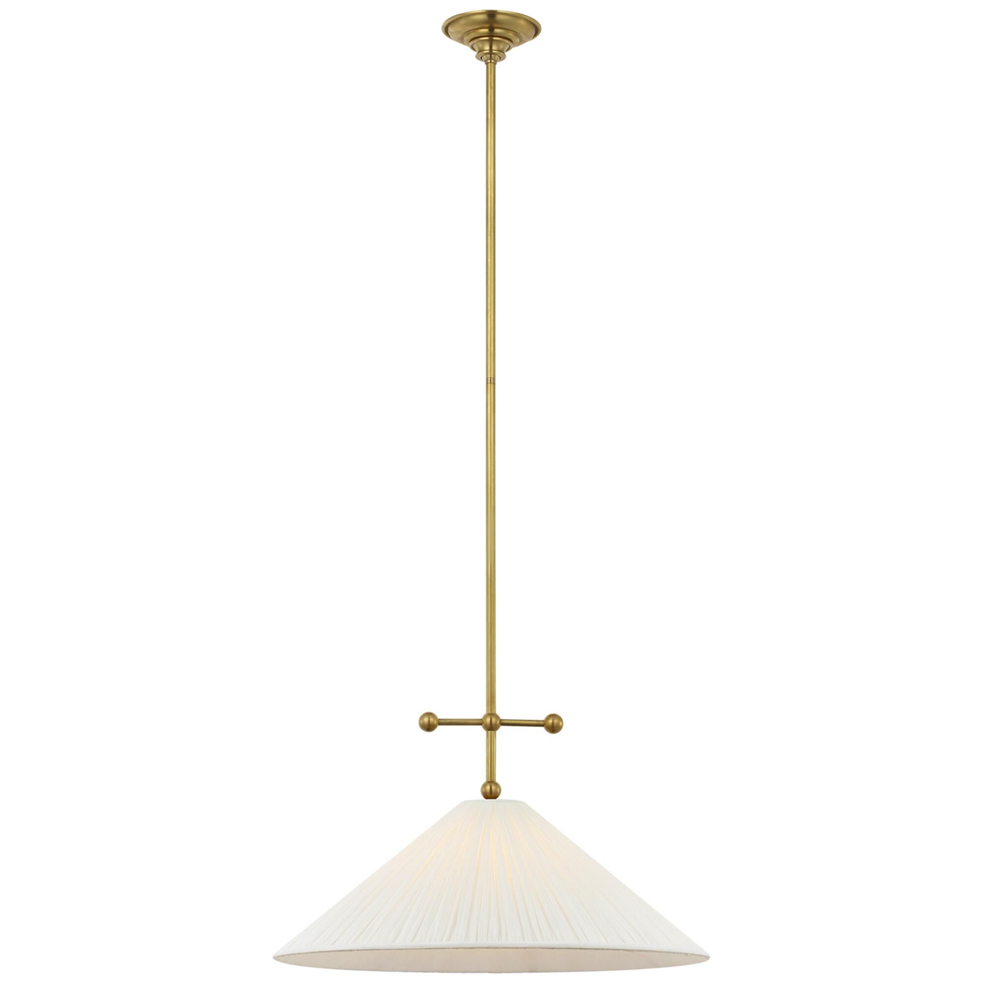 Shown in Hand-Rubbed Antique Brass finish and Silk Pleated shade
