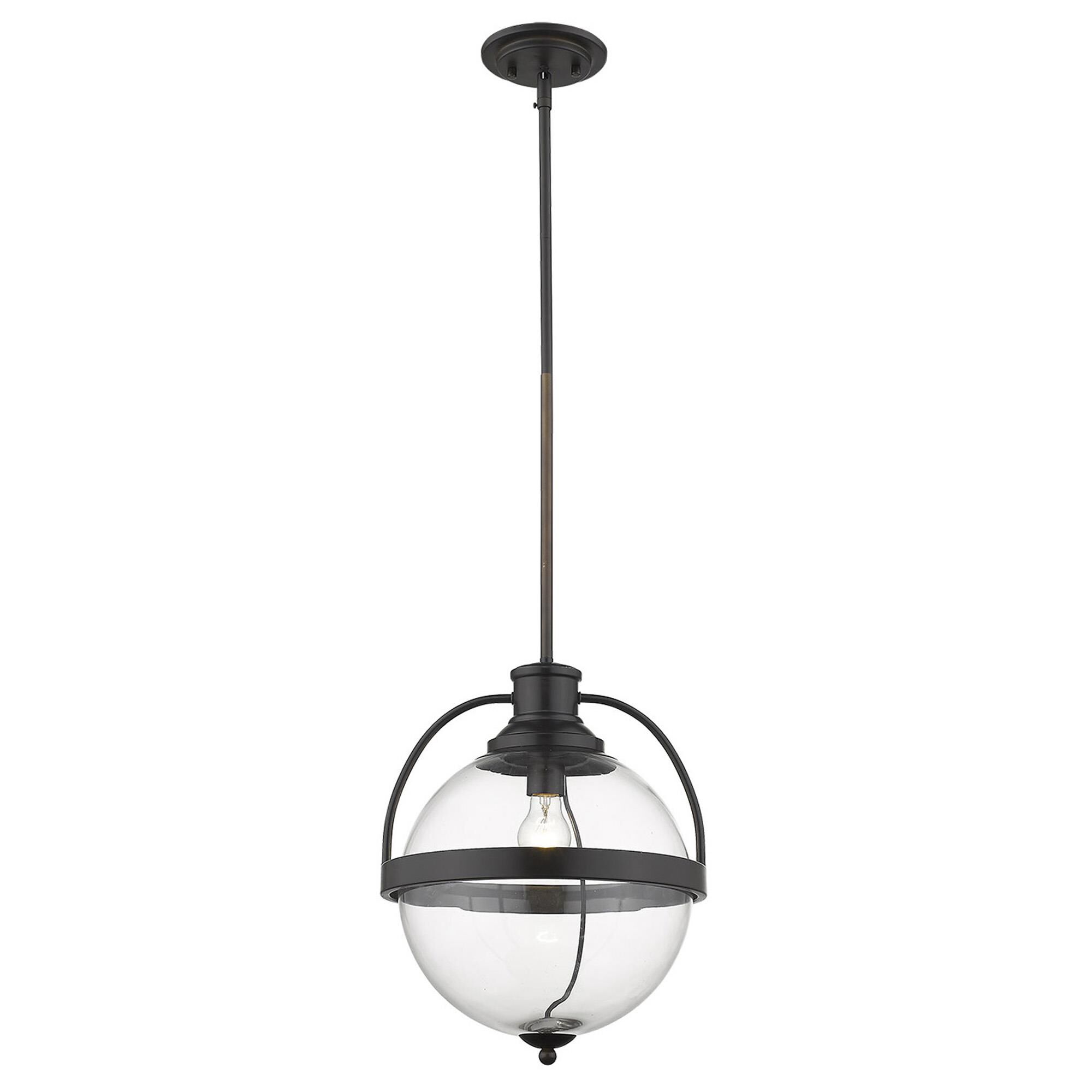 Shown in Oil-Rubbed Bronze finish and Clear glass and Clear, Glass Globe shade