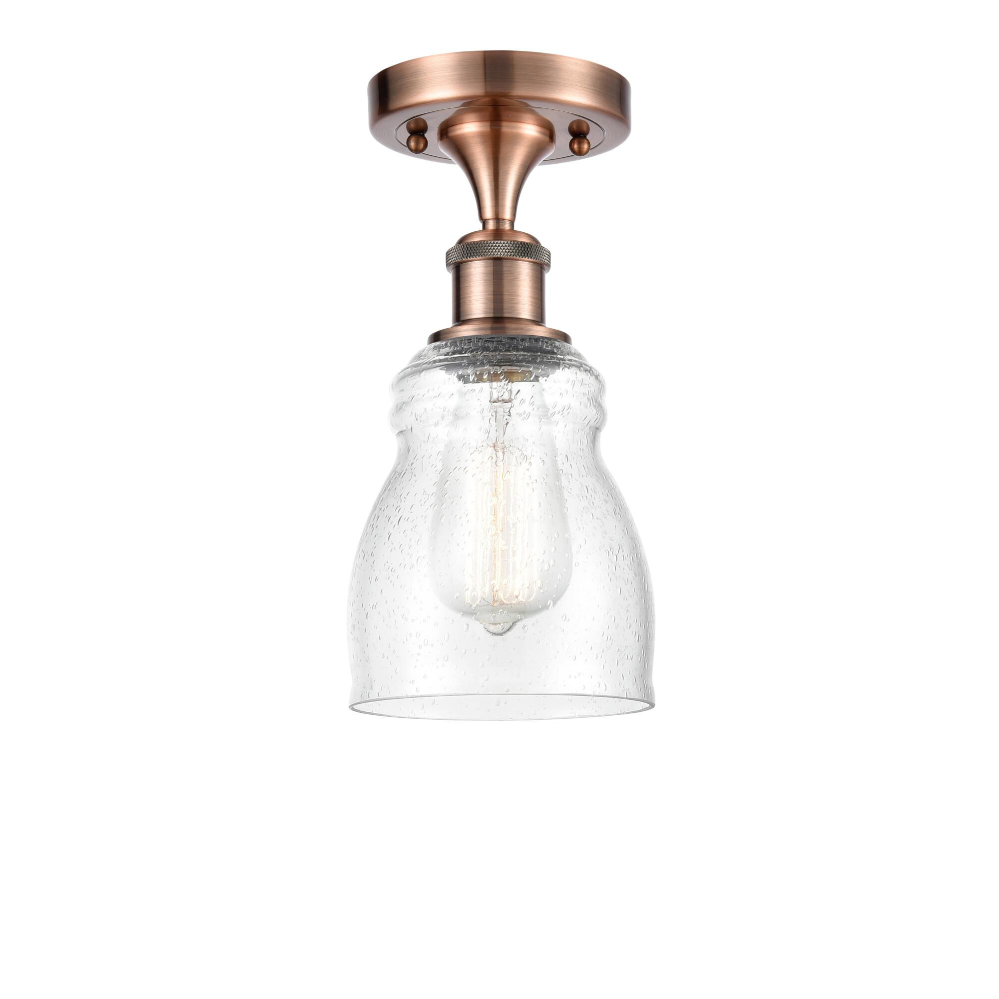 Shown in Antique Copper finish and Bell glass and Glass shade