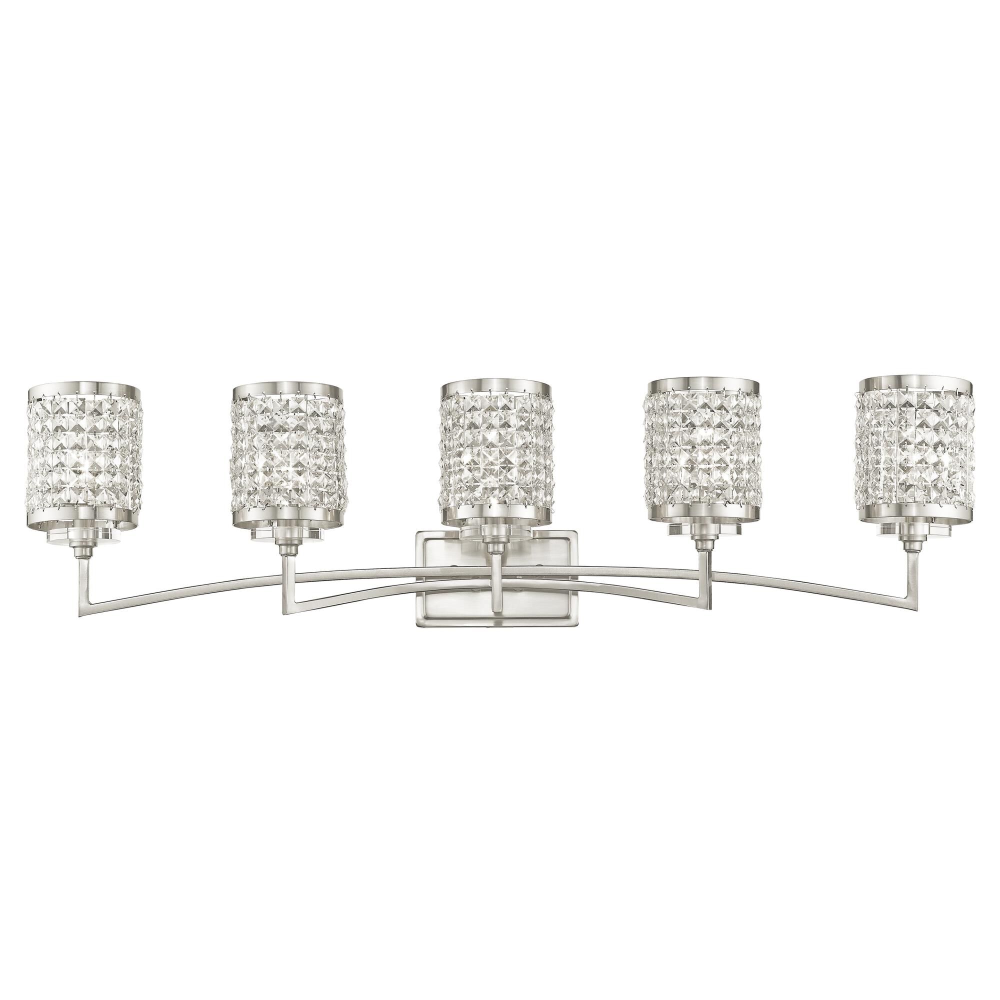 Shown in Brushed Nickel finish and Clear crystal