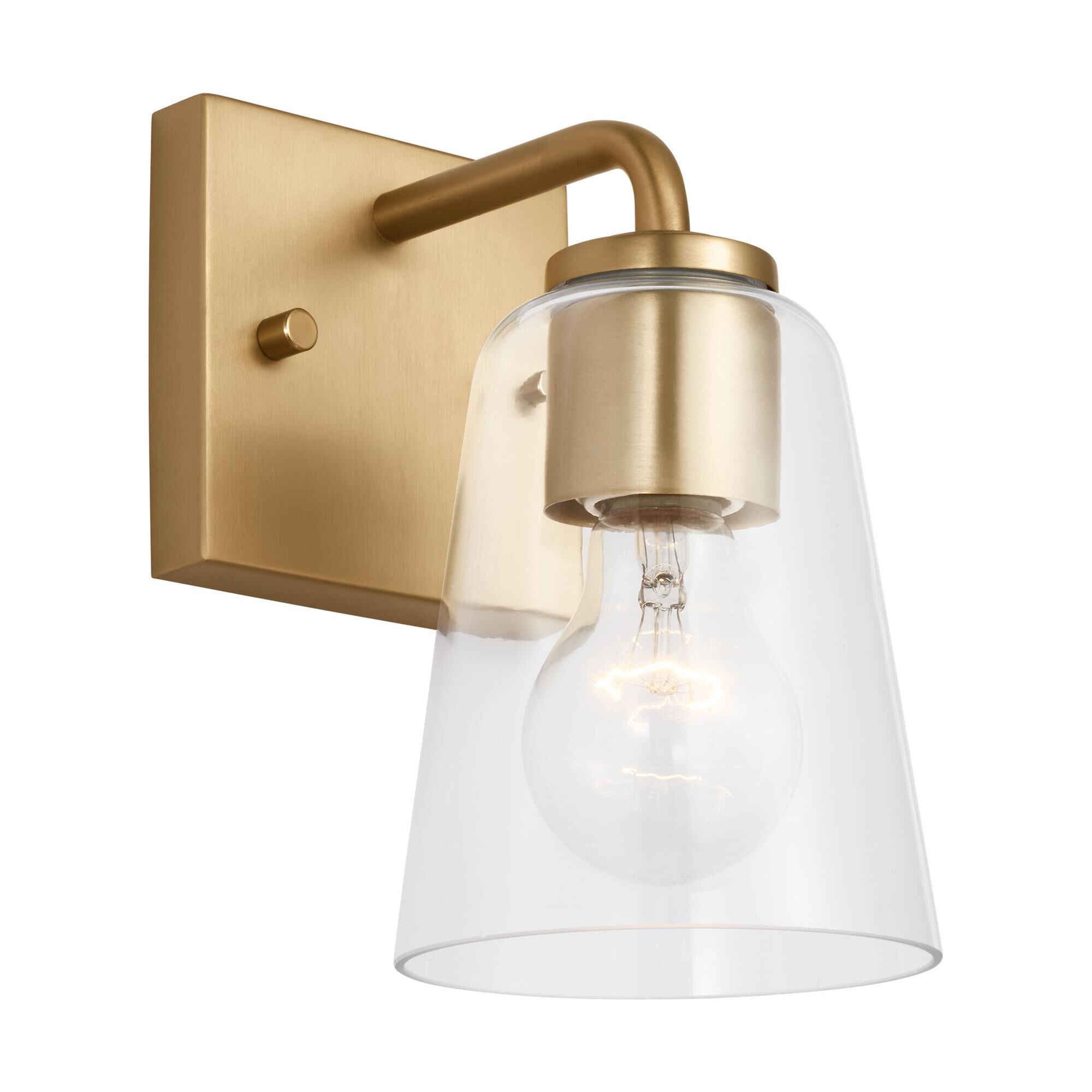 Shown in Satin Brass finish and Clear glass
