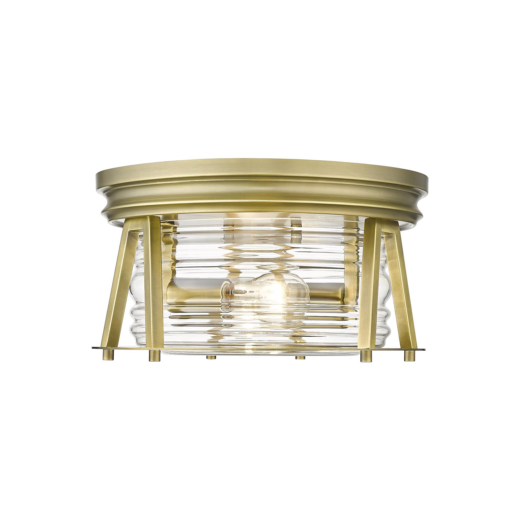 Shown in Rubbed Brass finish and Glass shade