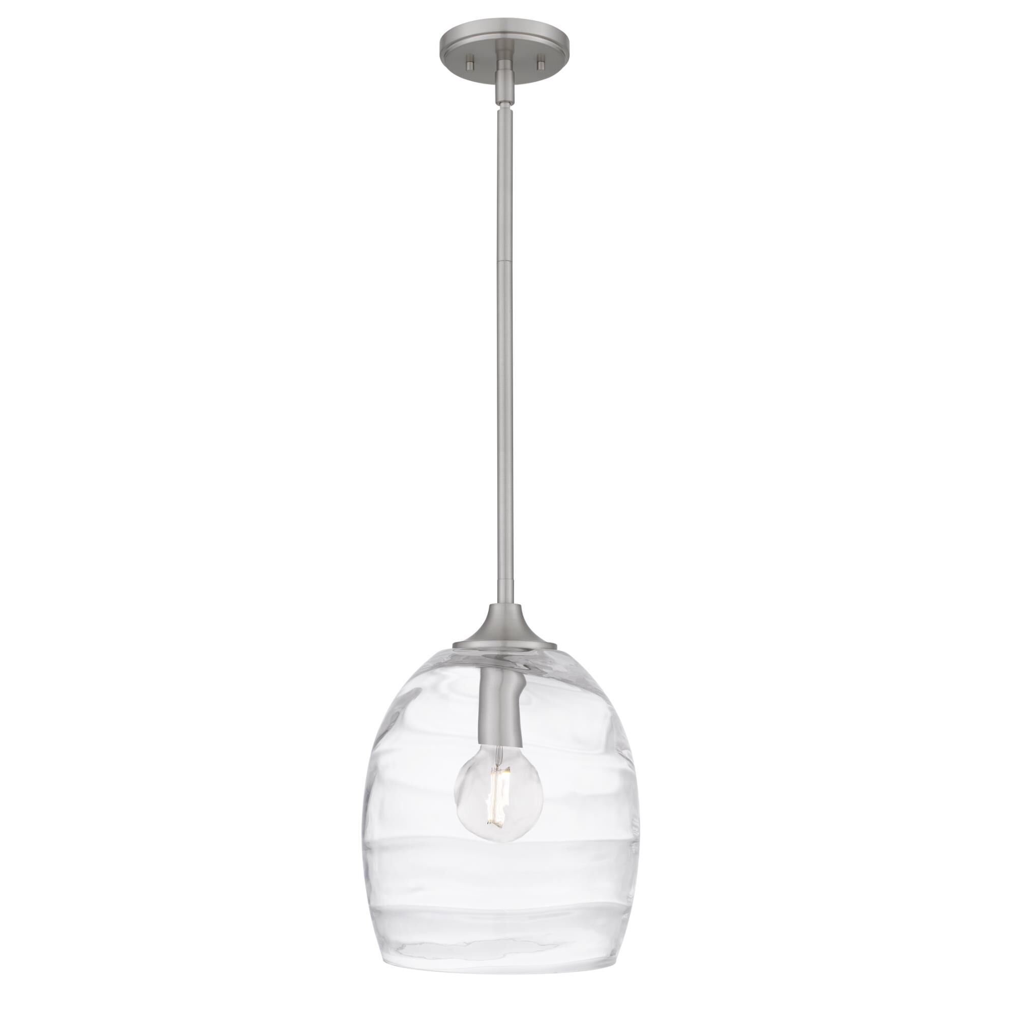Shown in Brushed Nickel finish and Clear Optic Glass shade