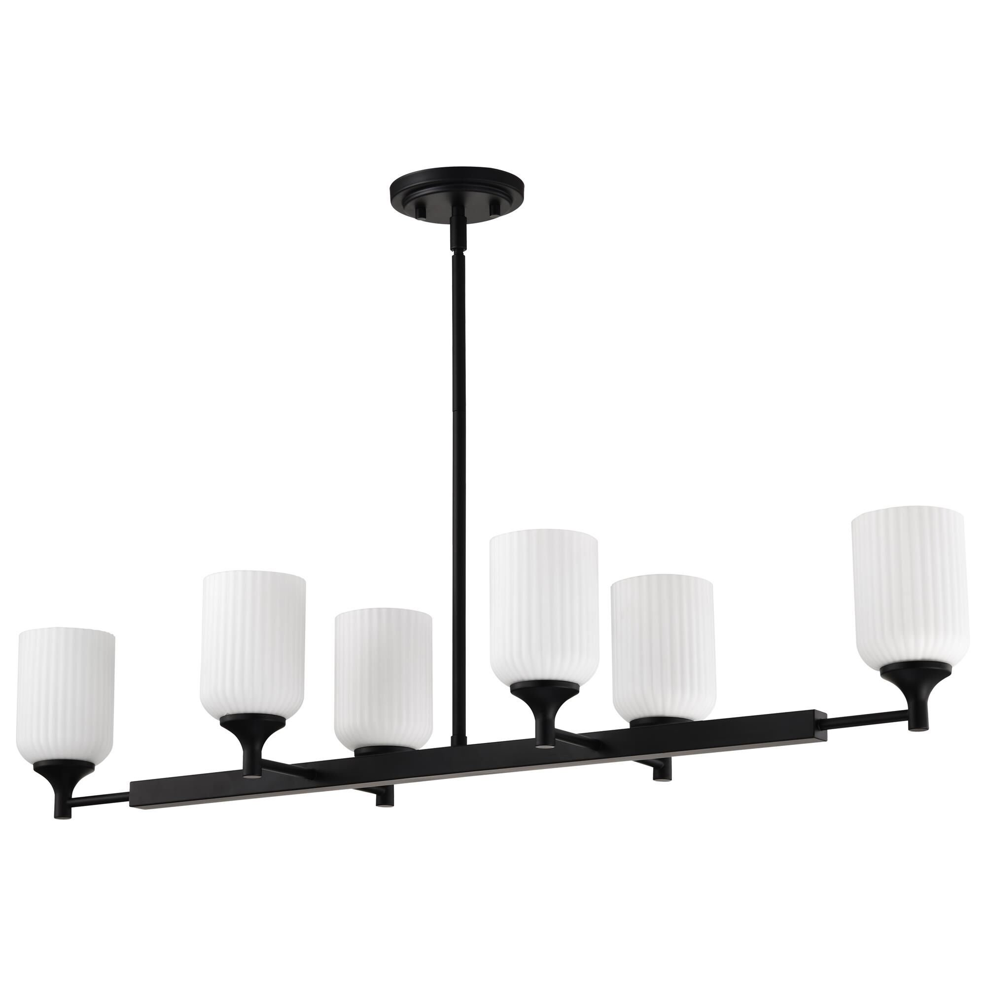 Shown in Matte Black finish and Frosted Ribbed glass