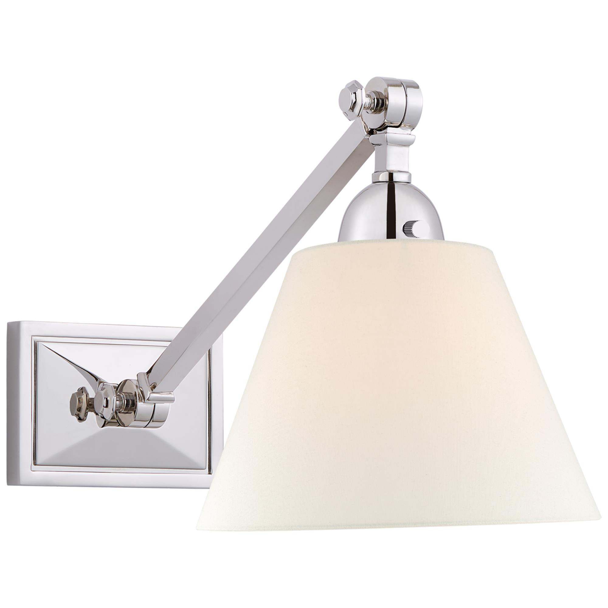 Shown in Polished Nickel finish and Linen shade
