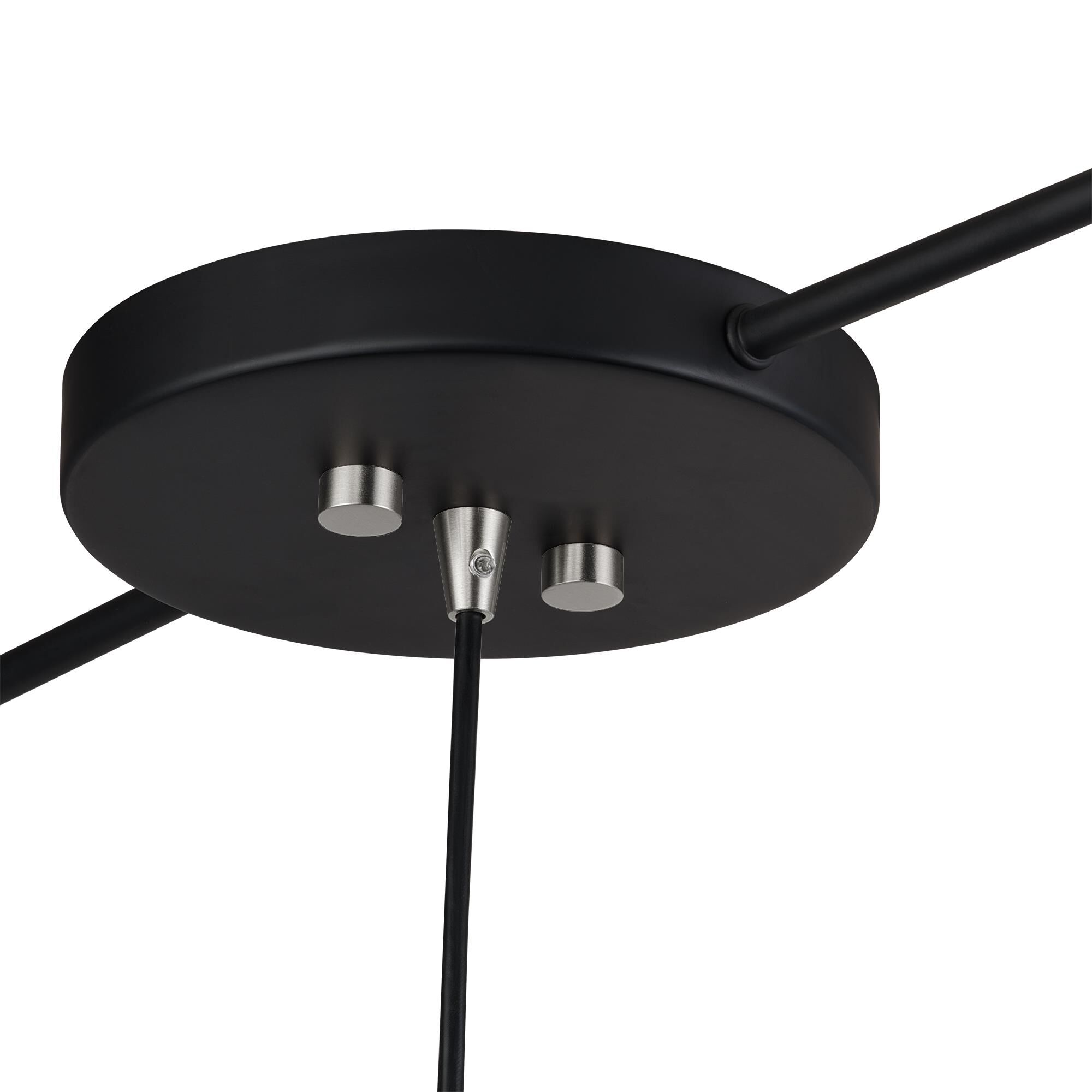 Shown in Black with Brushed Nickel Accents finish and Black Steel with Shiny White Inside shade