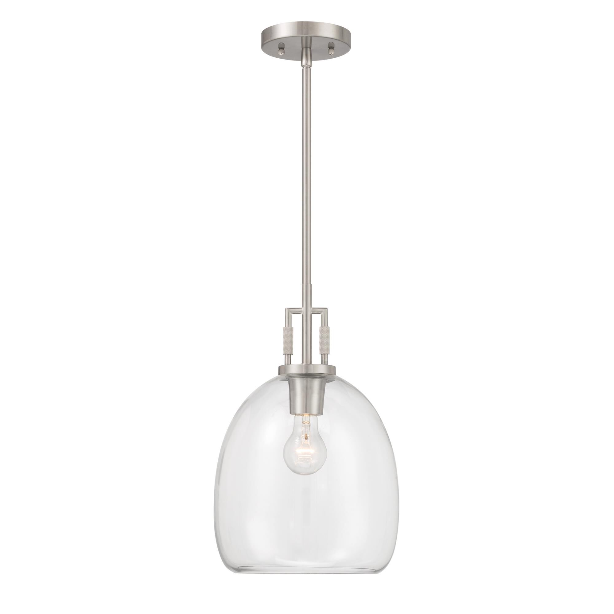 Shown in Brushed Nickel finish and Clear glass