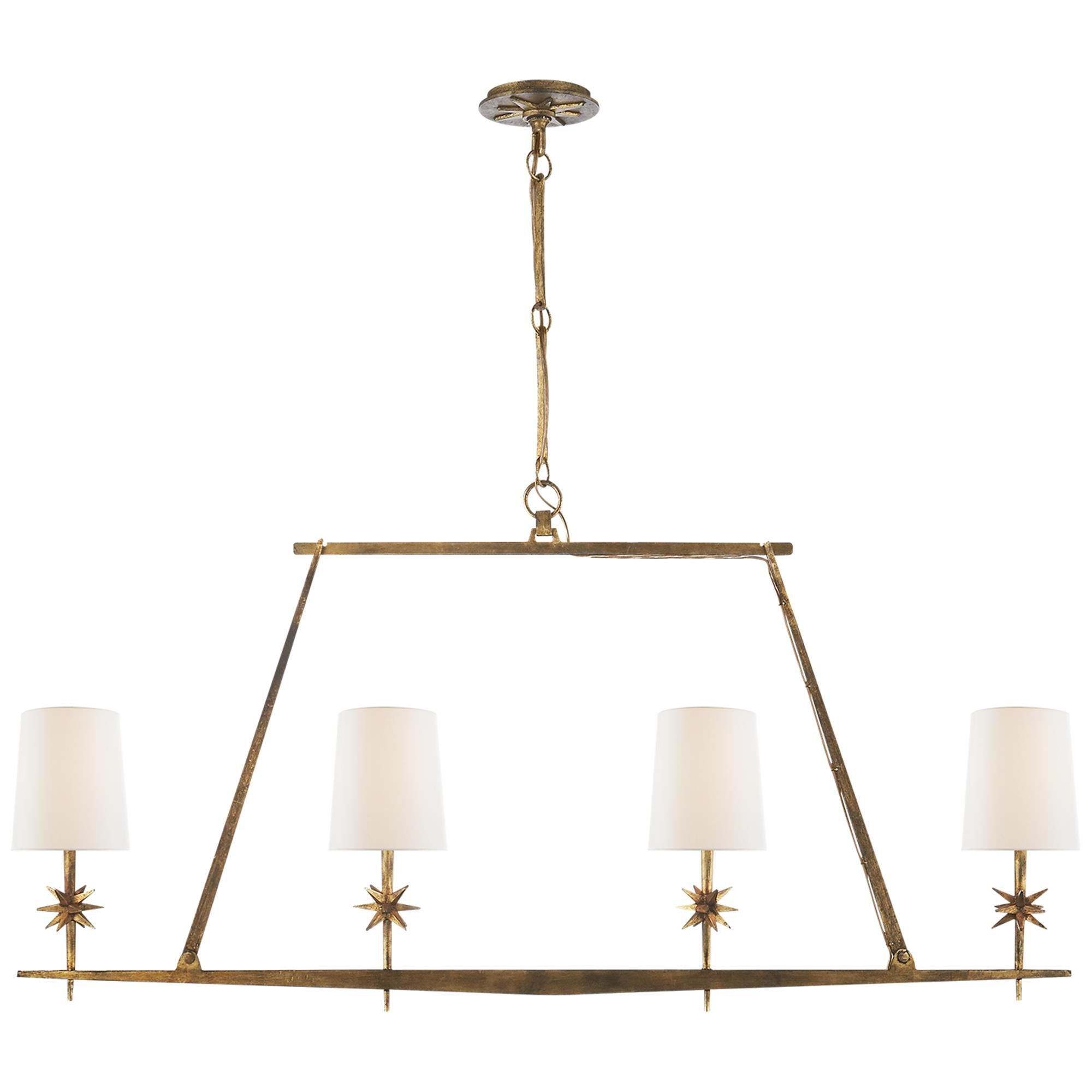 Shown in Gilded Iron finish and Linen shade
