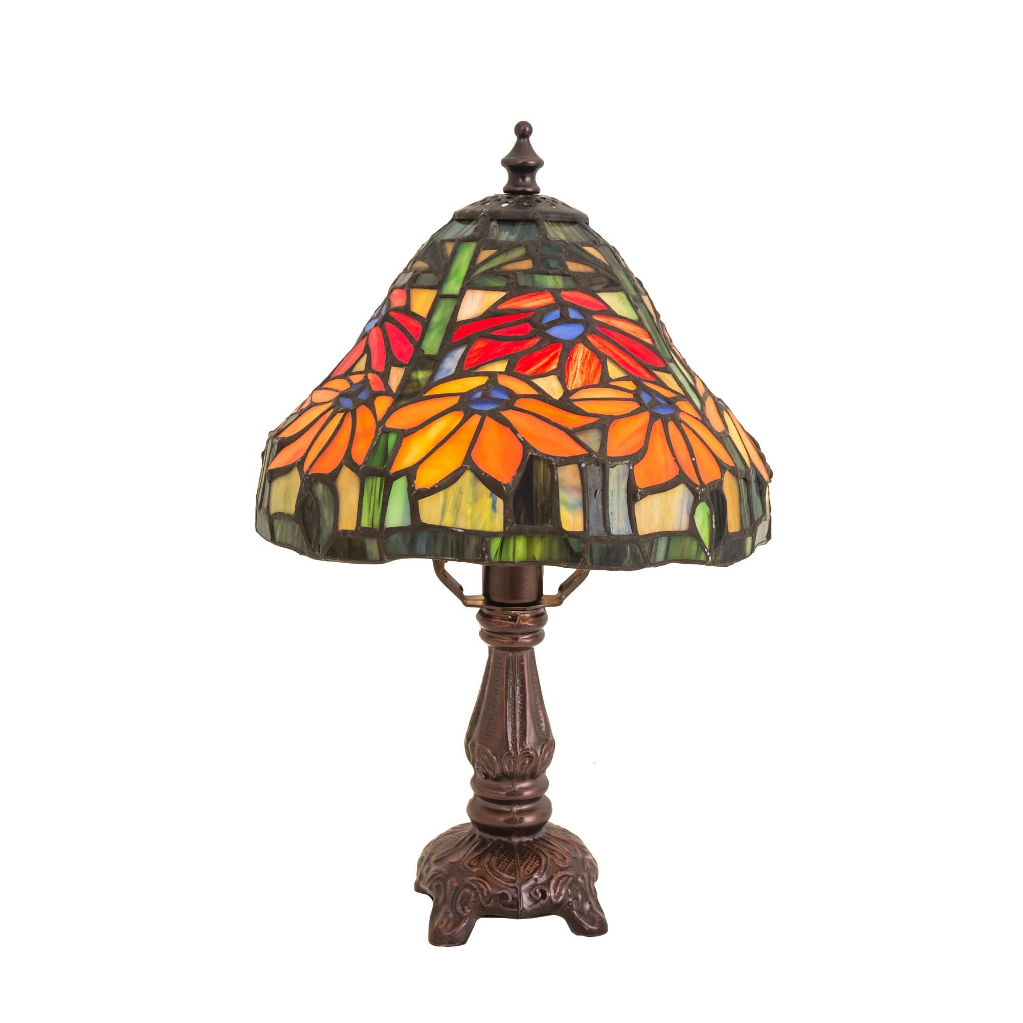 Shown in Mahogany Bronze finish and Russet-Bay Green glass